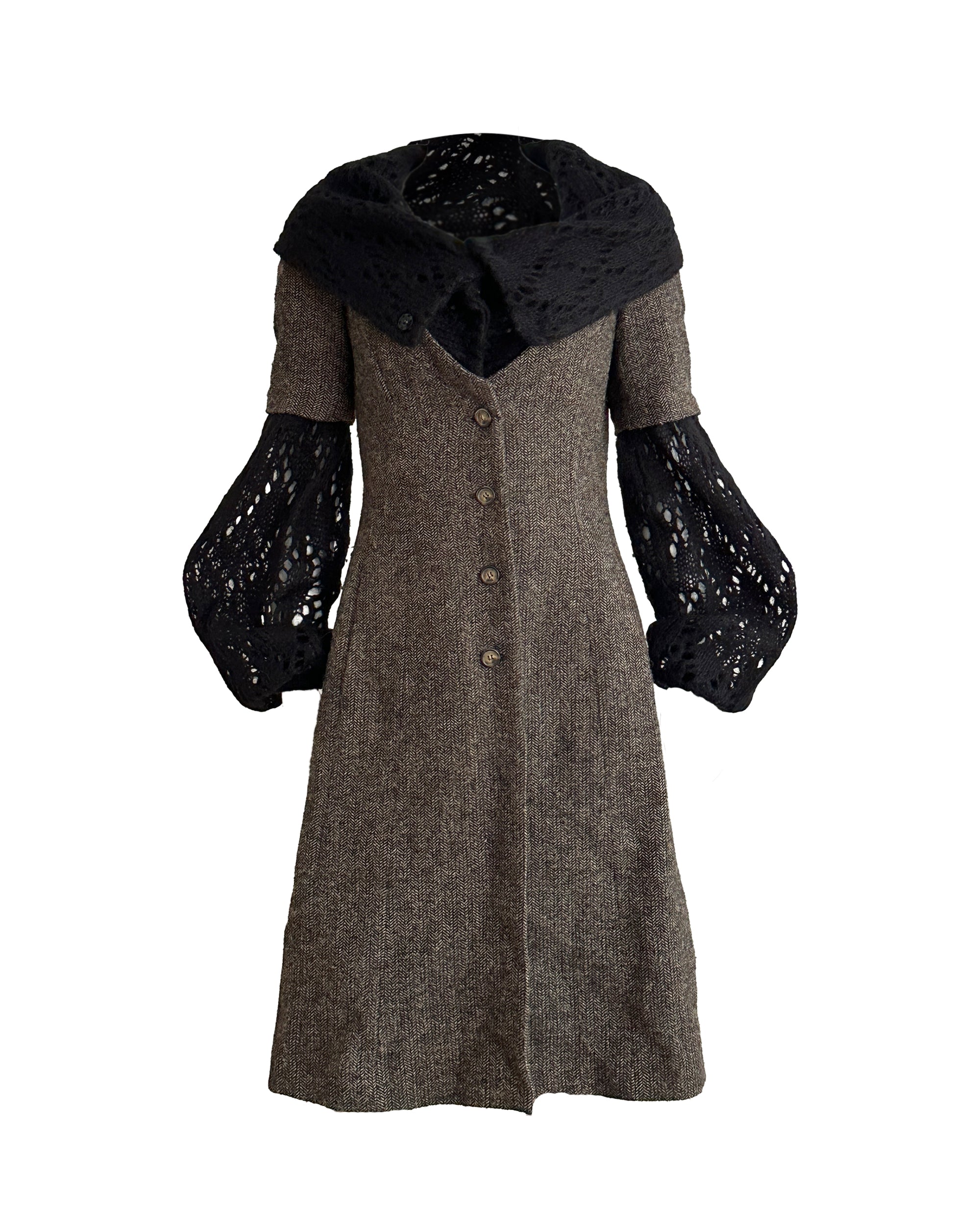 Wool & Mohair Sculptural Coat S