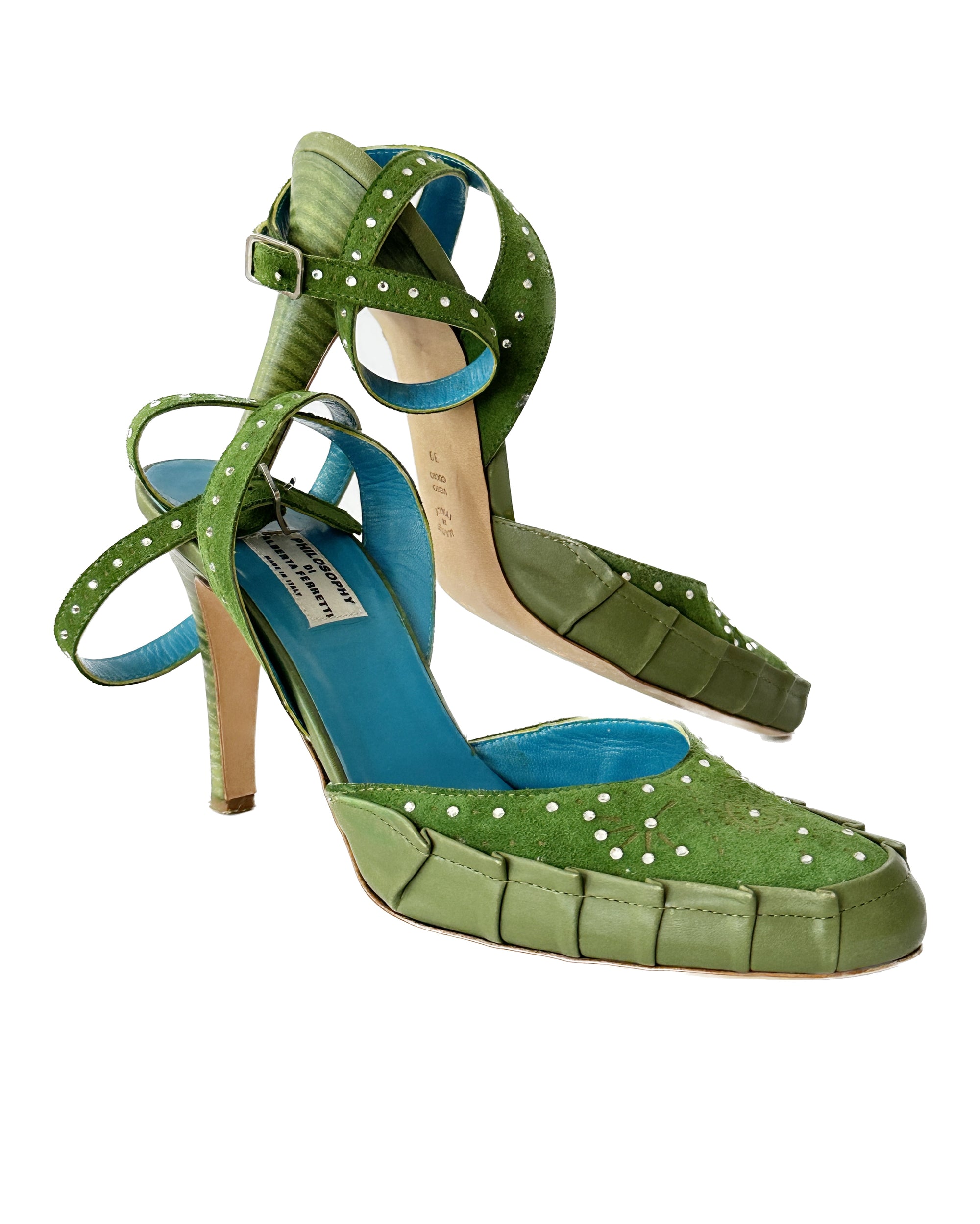 PHILOSOPHY DI ALBERTA FERRETTI Leather Crystals Heels 39