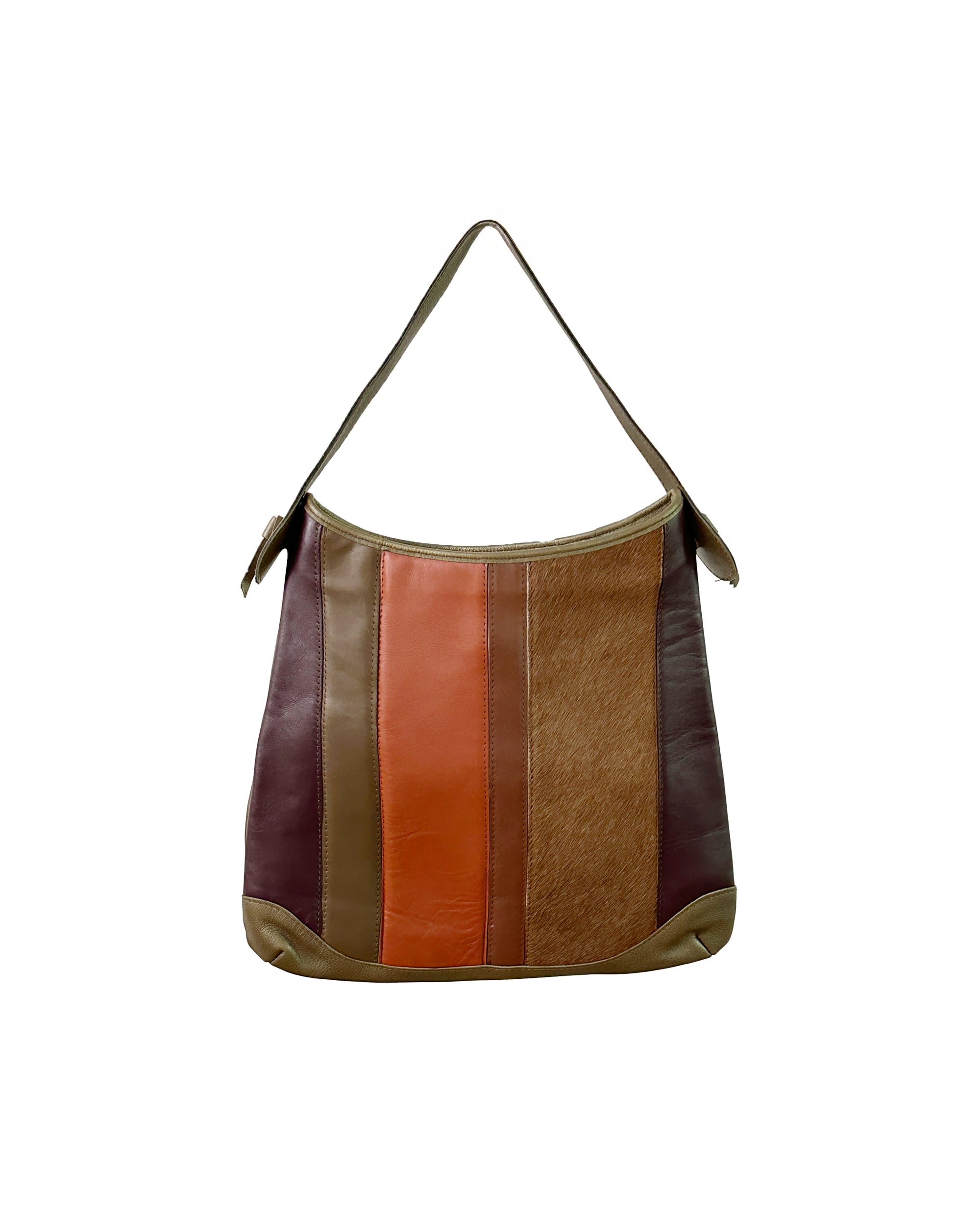 Multitone Leather & Fur Panel Shoulder Bag