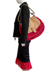 COSTUME NATIONAL Red Cotton & Vachetta Leather Oversized Shoulder Bag