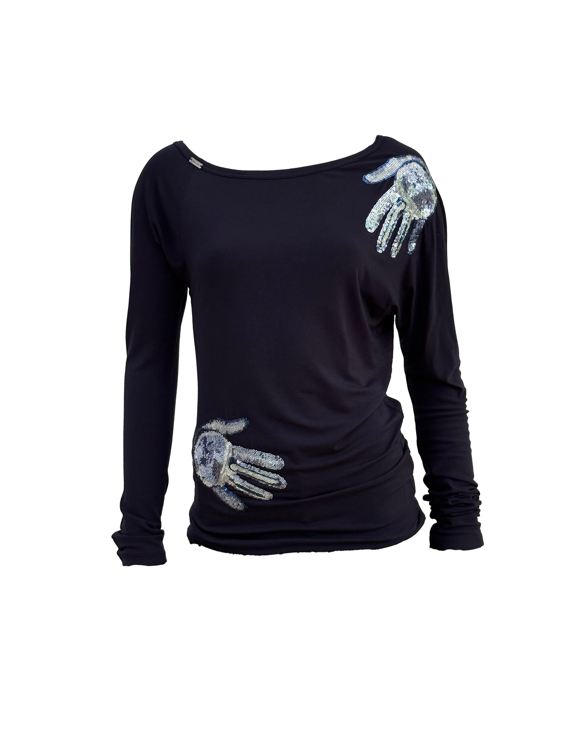 Sequin Hands Top Black S