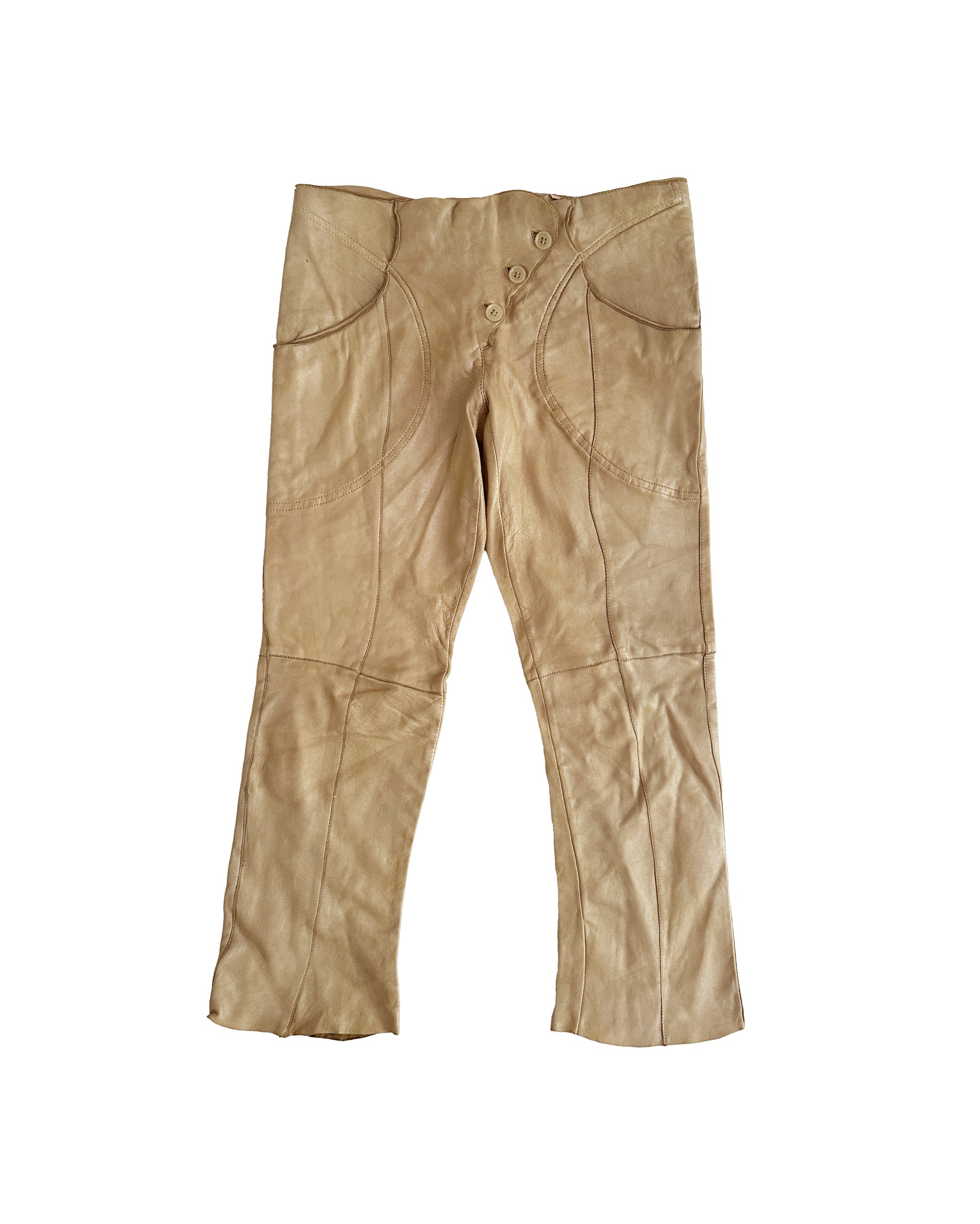 COLLECTION PRIVÉE Metallic Leather Capri Pants XXS