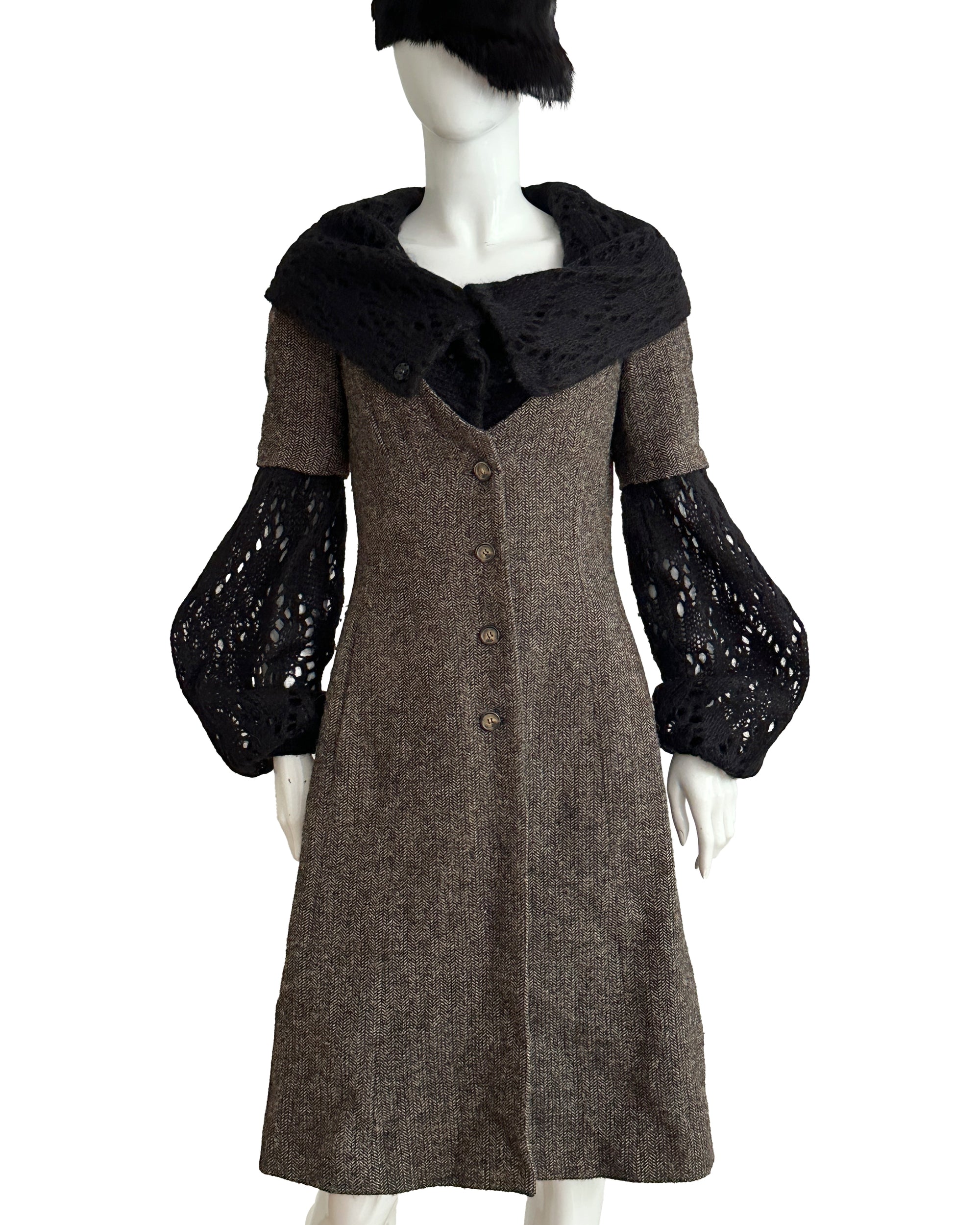 Wool & Mohair Sculptural Coat S