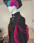 Nylon & Leather Shoulder Bag in Magenta