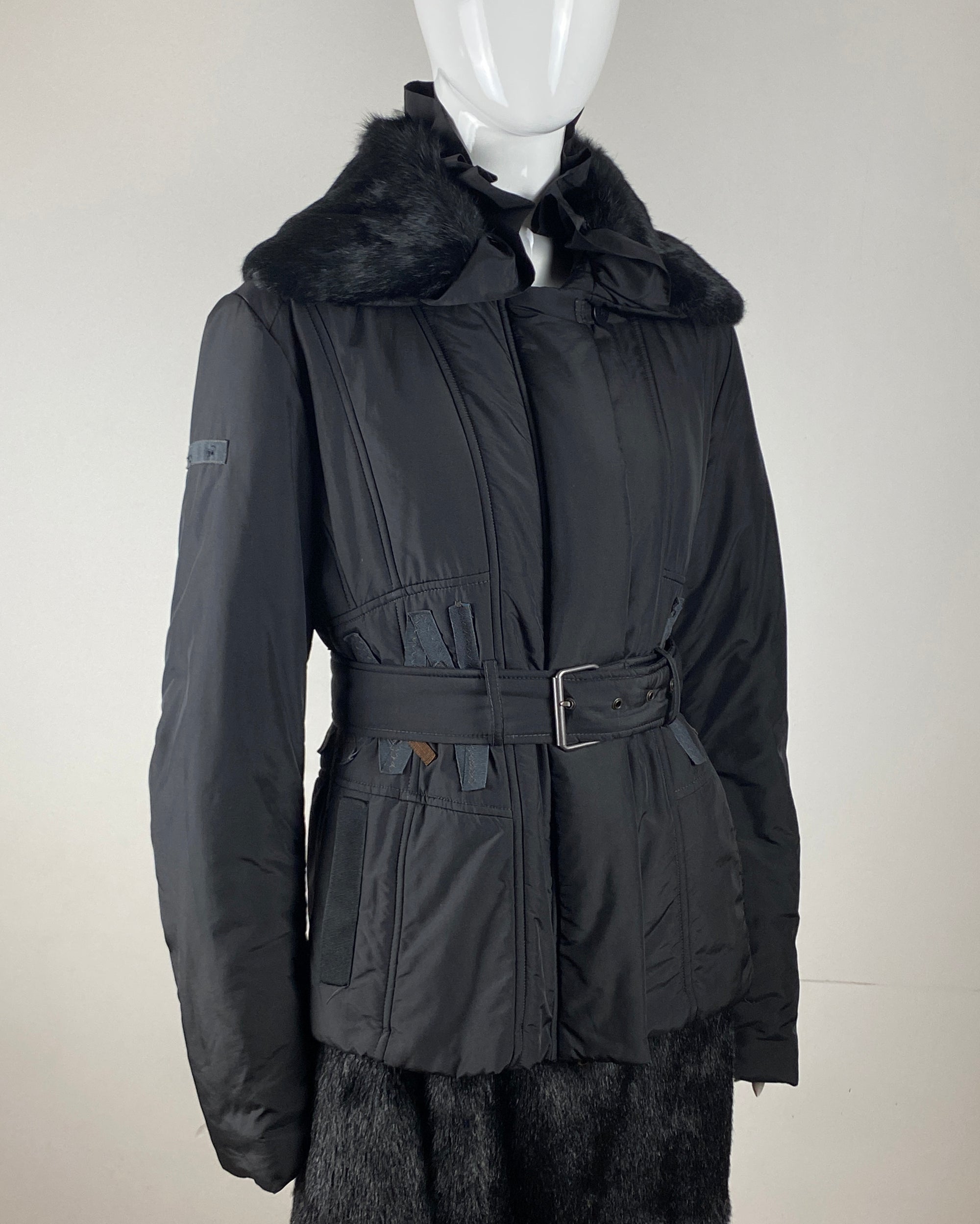 SONIA FORTUNA Rabbit Fur Puffer Jacket M
