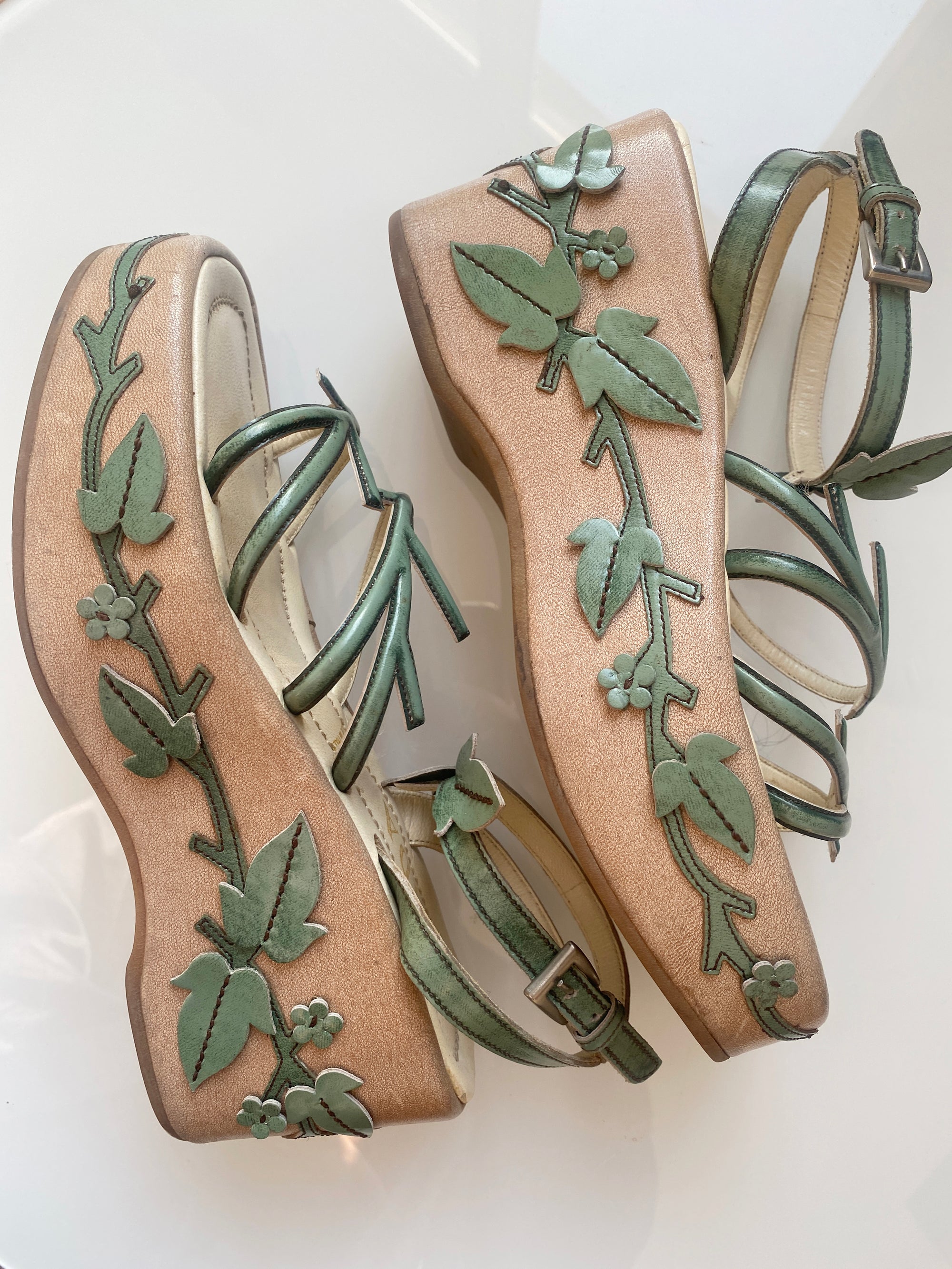 PRADA SS1997 Leaf Platforms 36.5