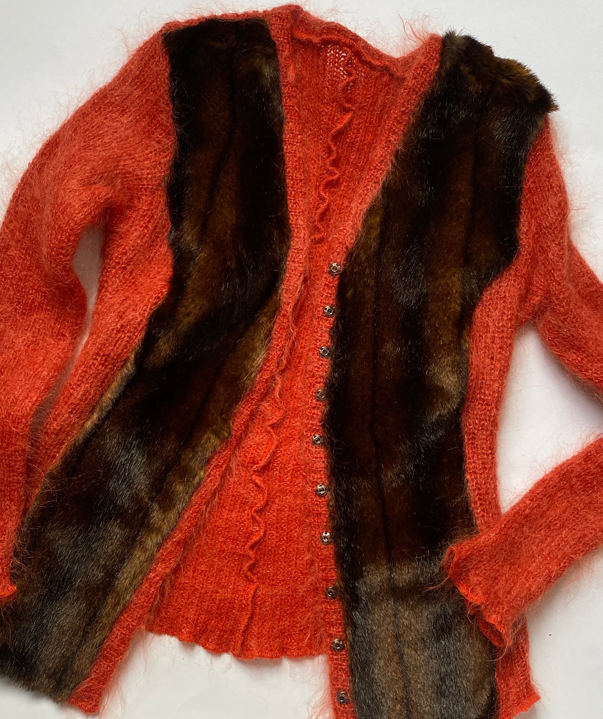 JEAN COLONNA Mohair & Faux Fur Sweater S