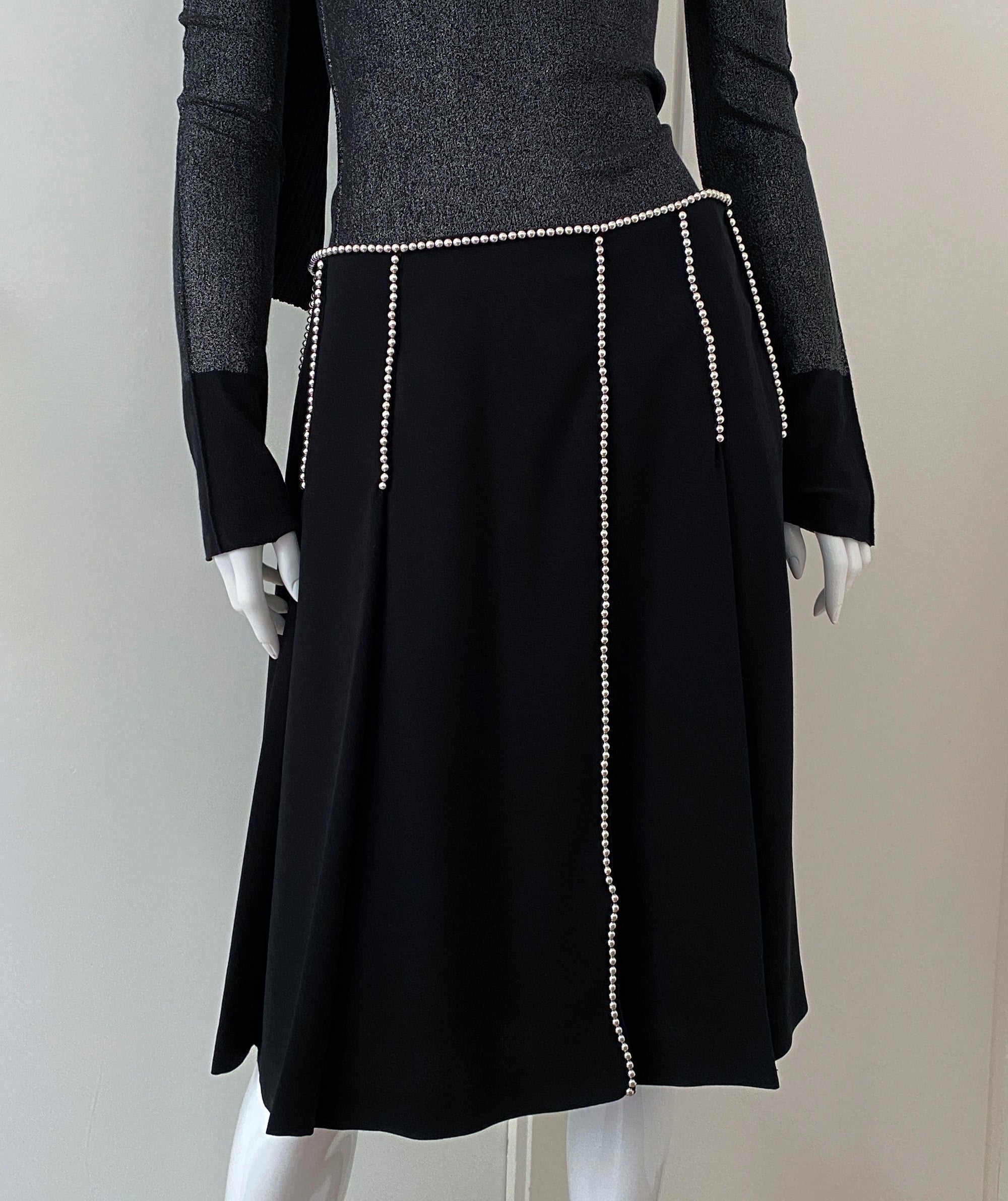JEAN PAUL GAULTIER Silver Appliqué Skirt M
