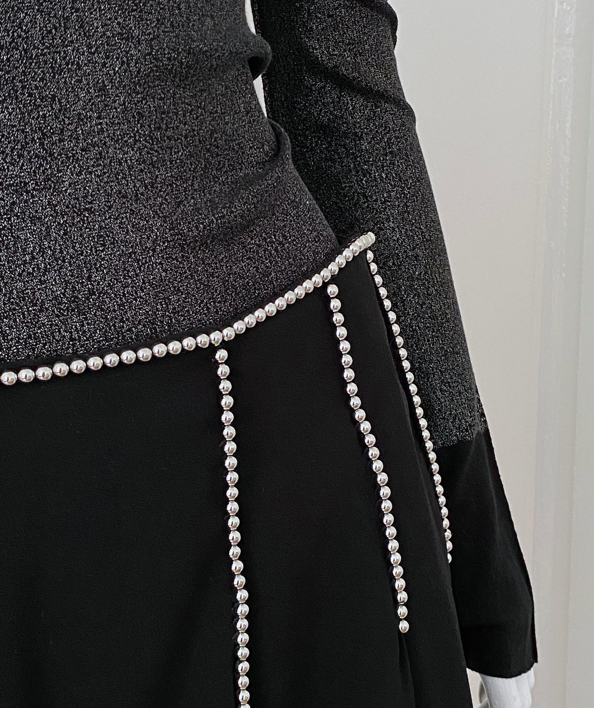 JEAN PAUL GAULTIER Silver Appliqué Skirt M