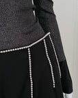 JEAN PAUL GAULTIER Silver Appliqué Skirt M