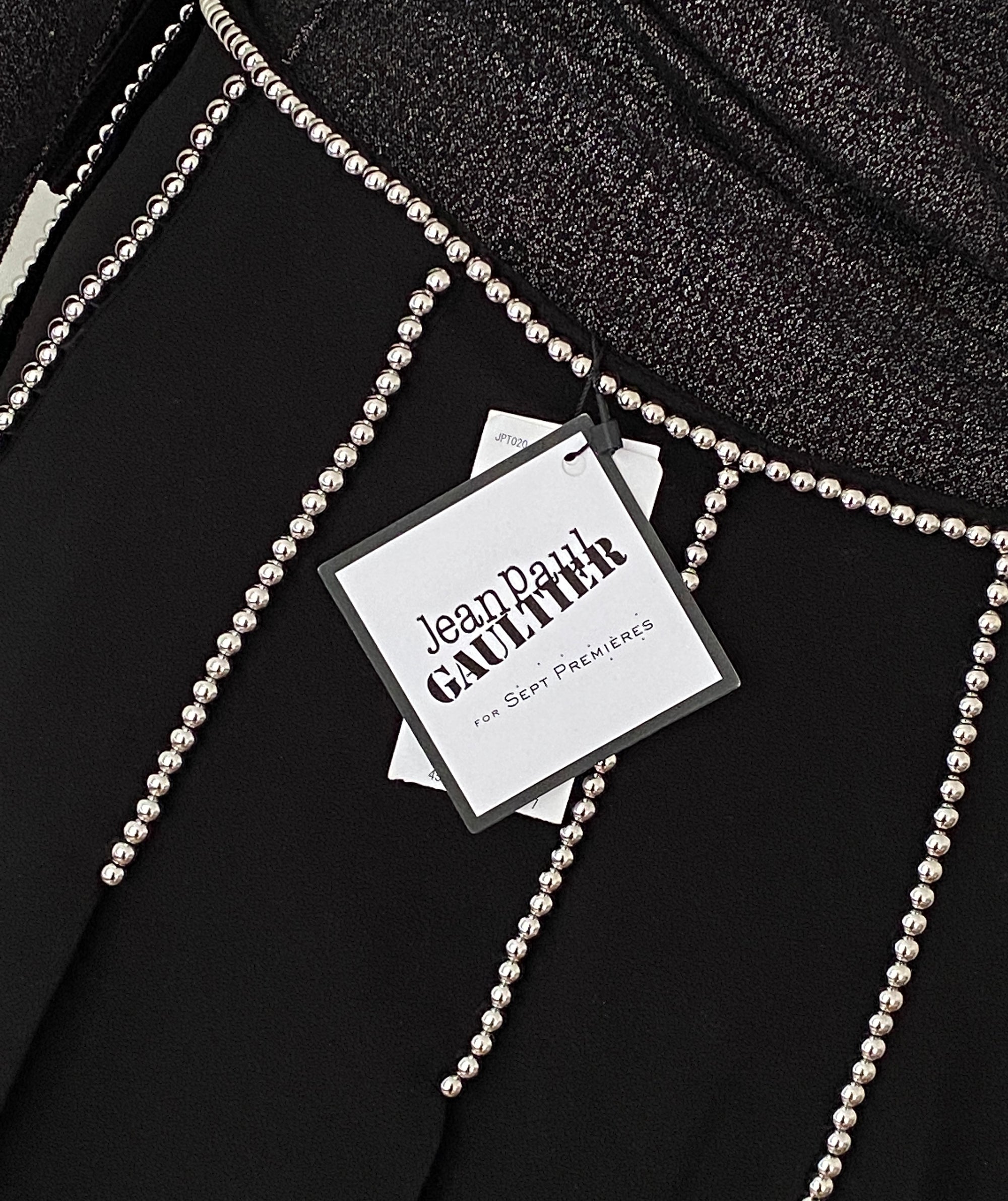 JEAN PAUL GAULTIER Silver Appliqué Skirt M