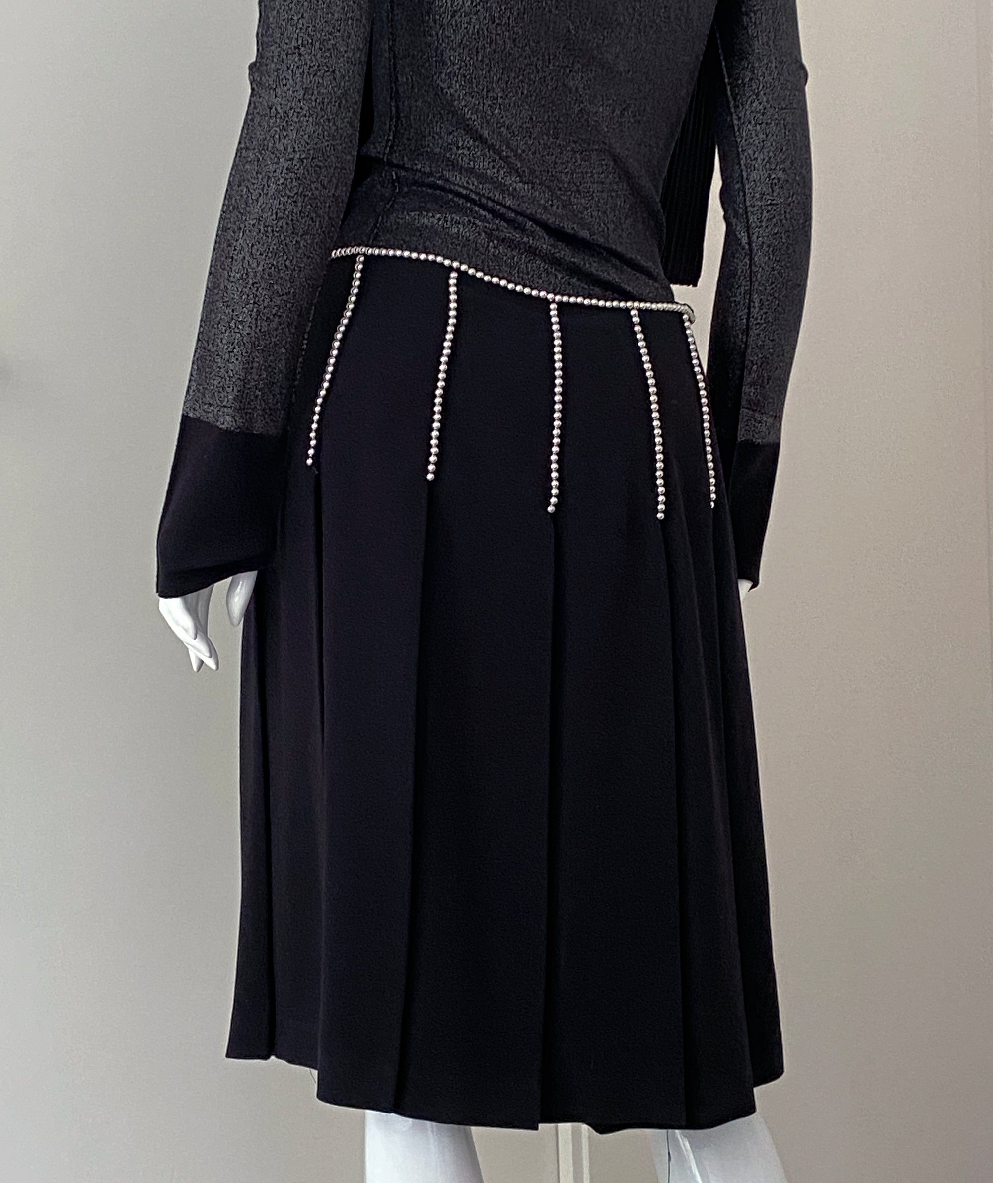 JEAN PAUL GAULTIER Silver Appliqué Skirt M
