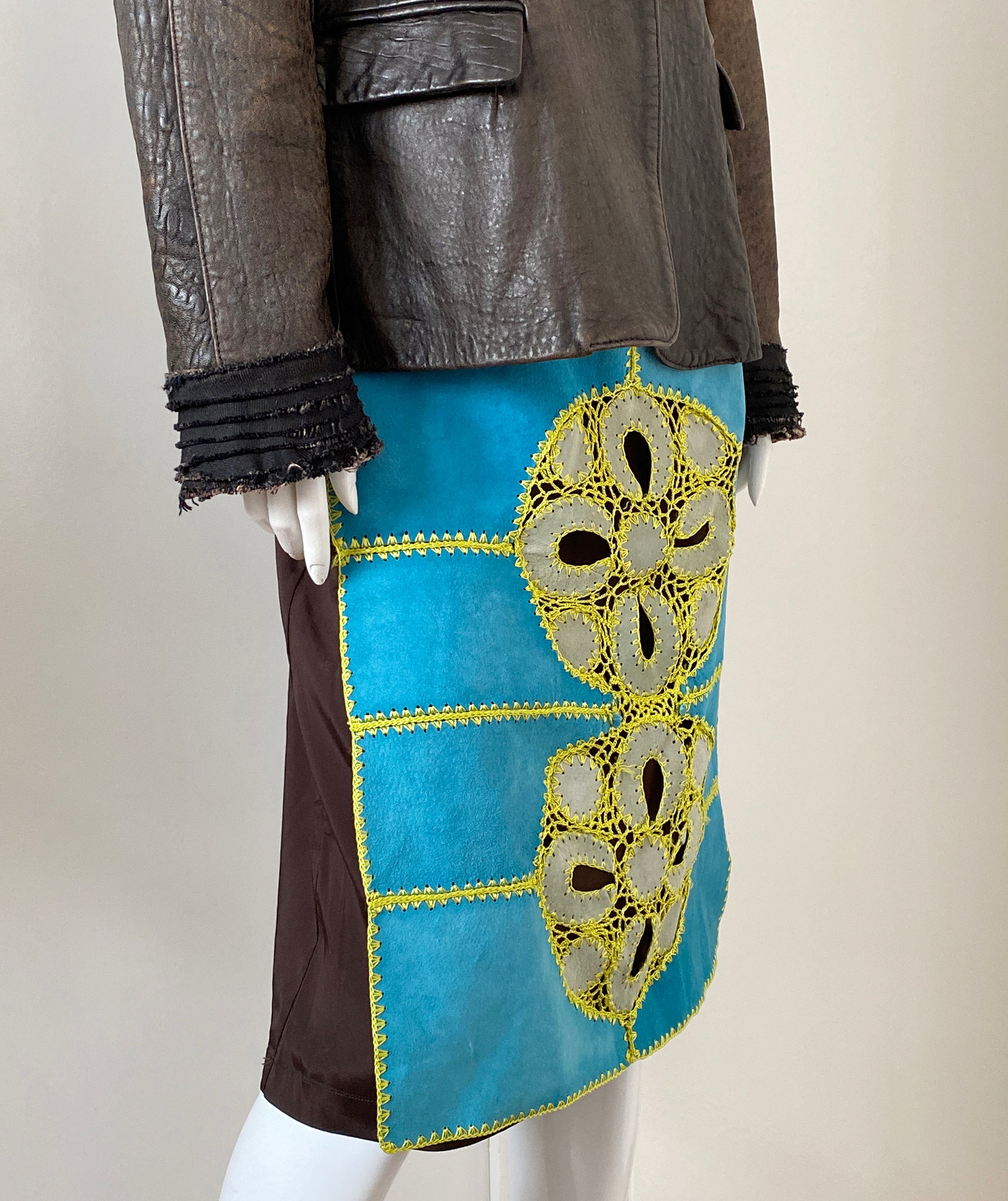 CUSTO BARCELONA Double-layered Suede Skirt M