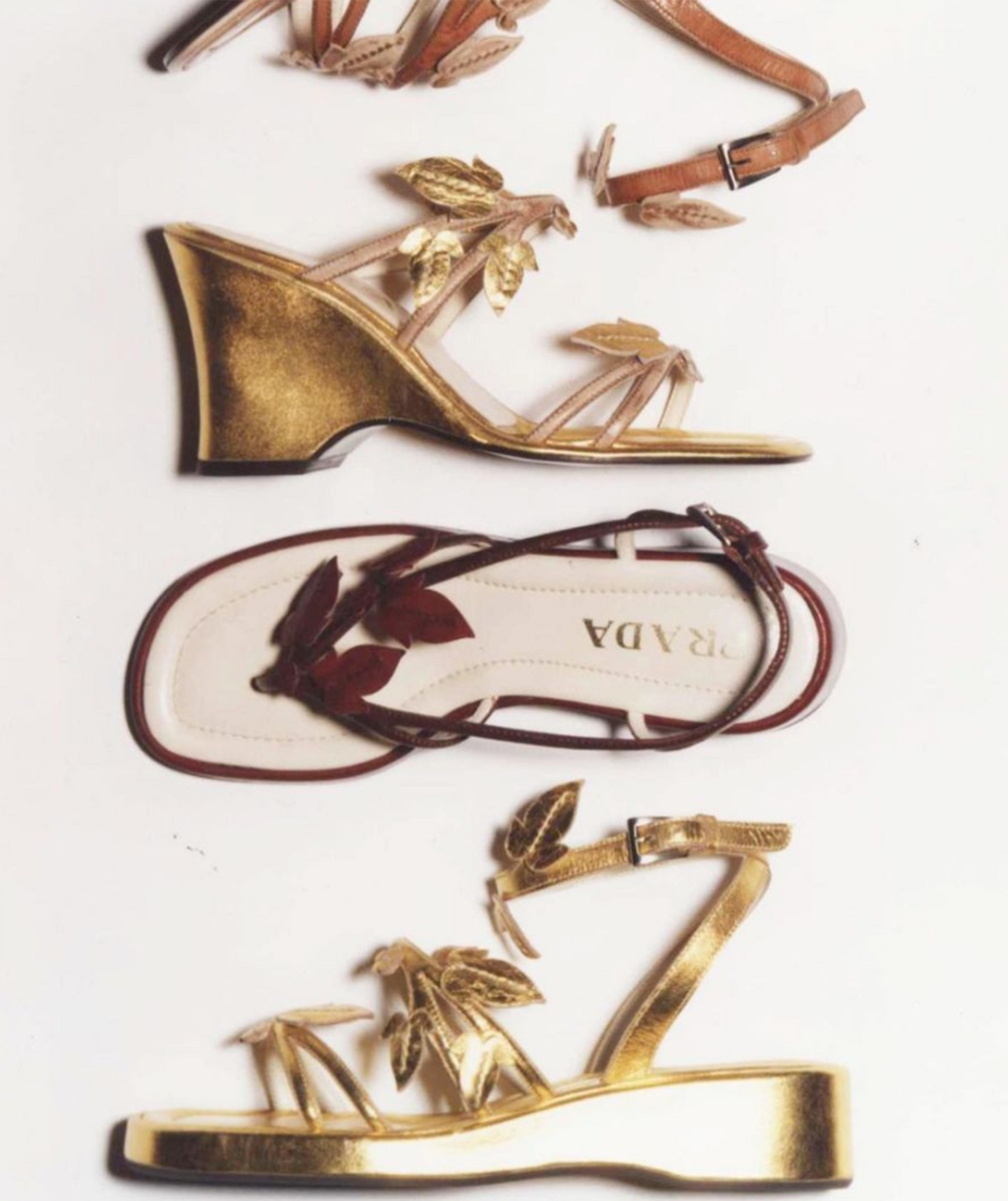 PRADA SS1997 Leaves Sandals 37