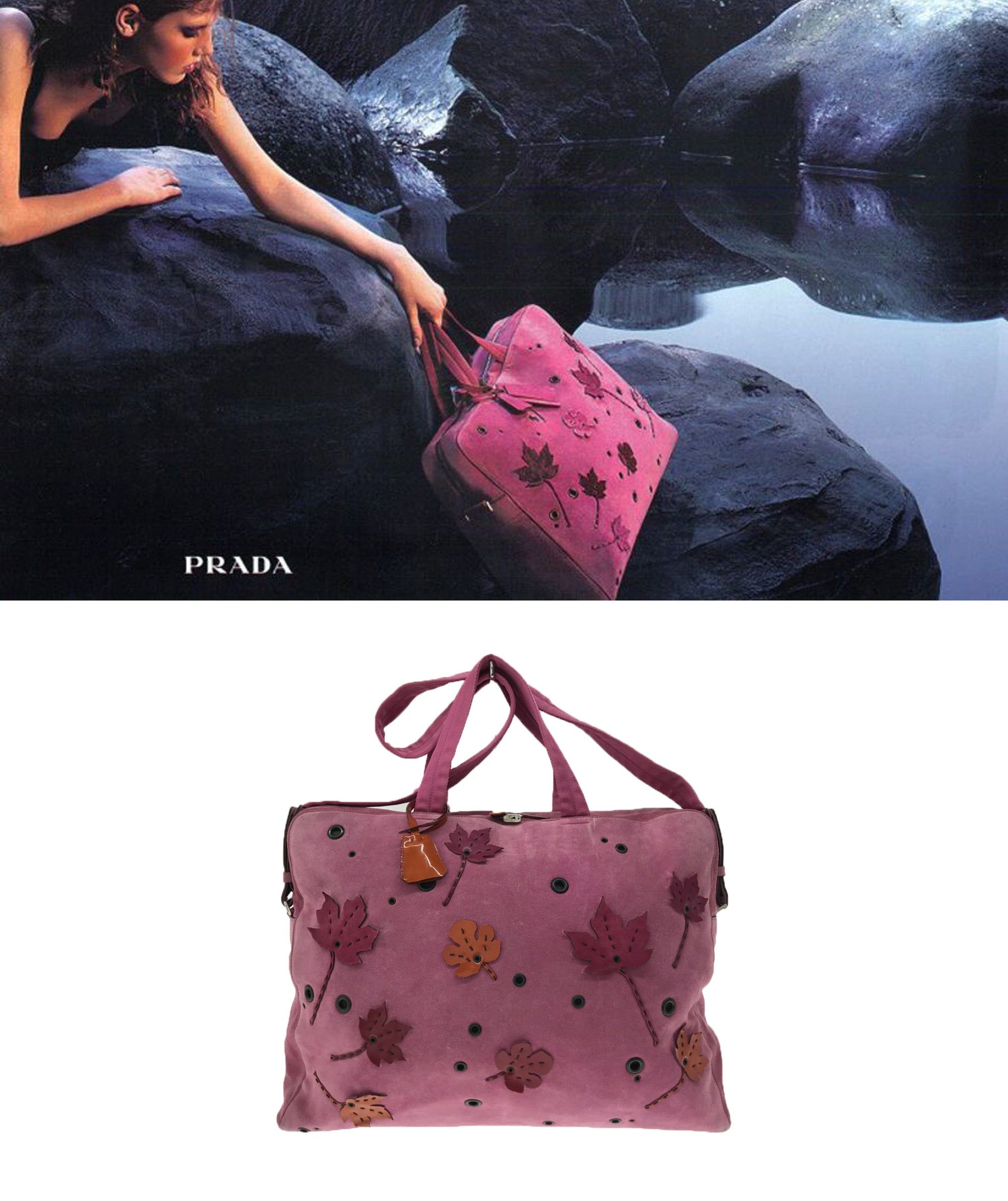 PRADA FW 1999 Pink Suede Travel Bag