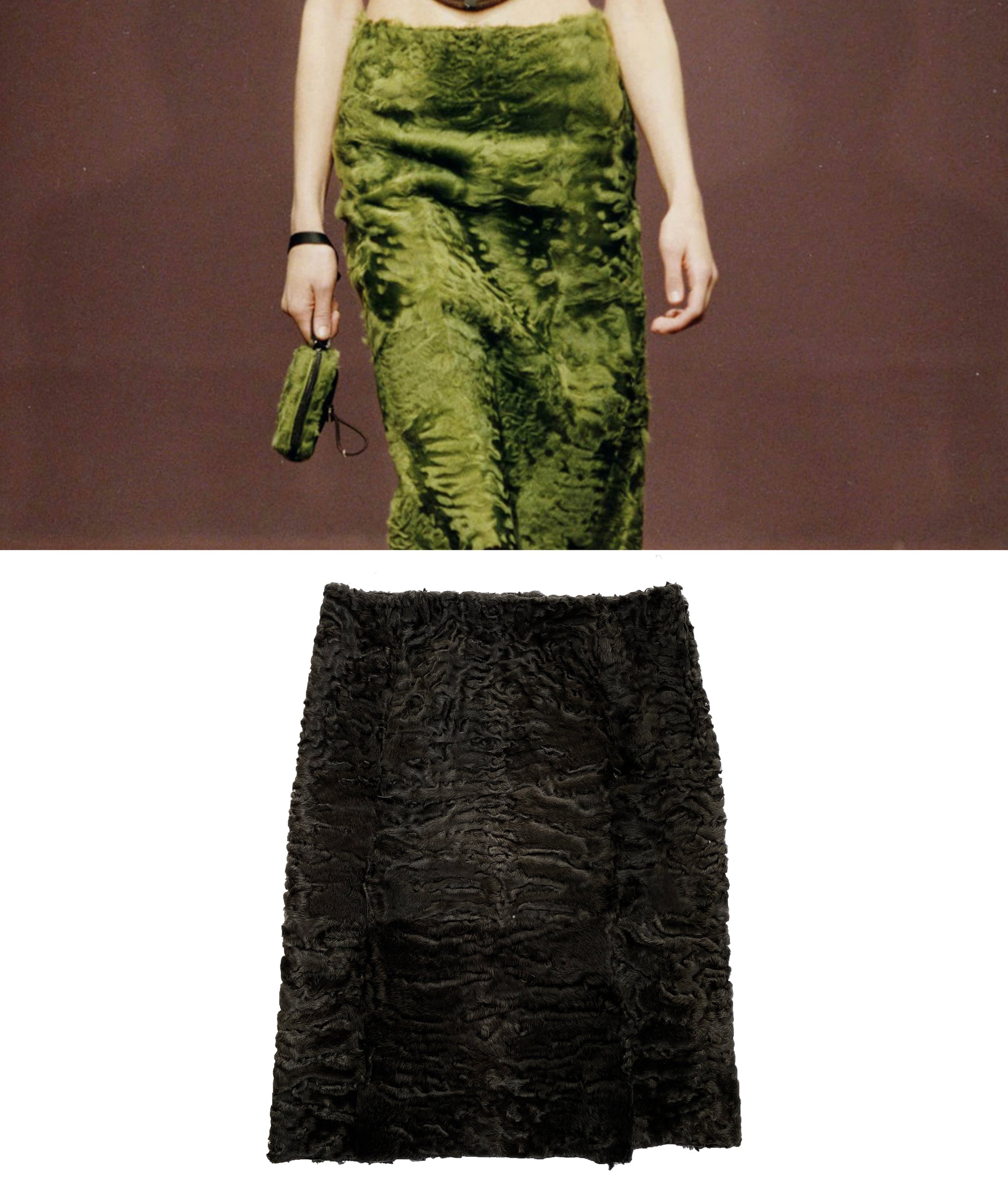 PRADA FW2004 Persian Lamb Skirt S/M