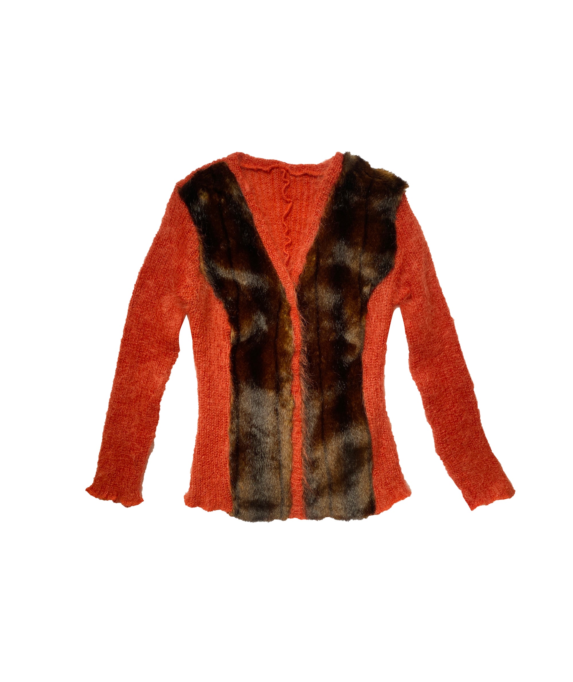 JEAN COLONNA Mohair & Faux Fur Sweater S