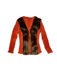 JEAN COLONNA Mohair & Faux Fur Sweater S
