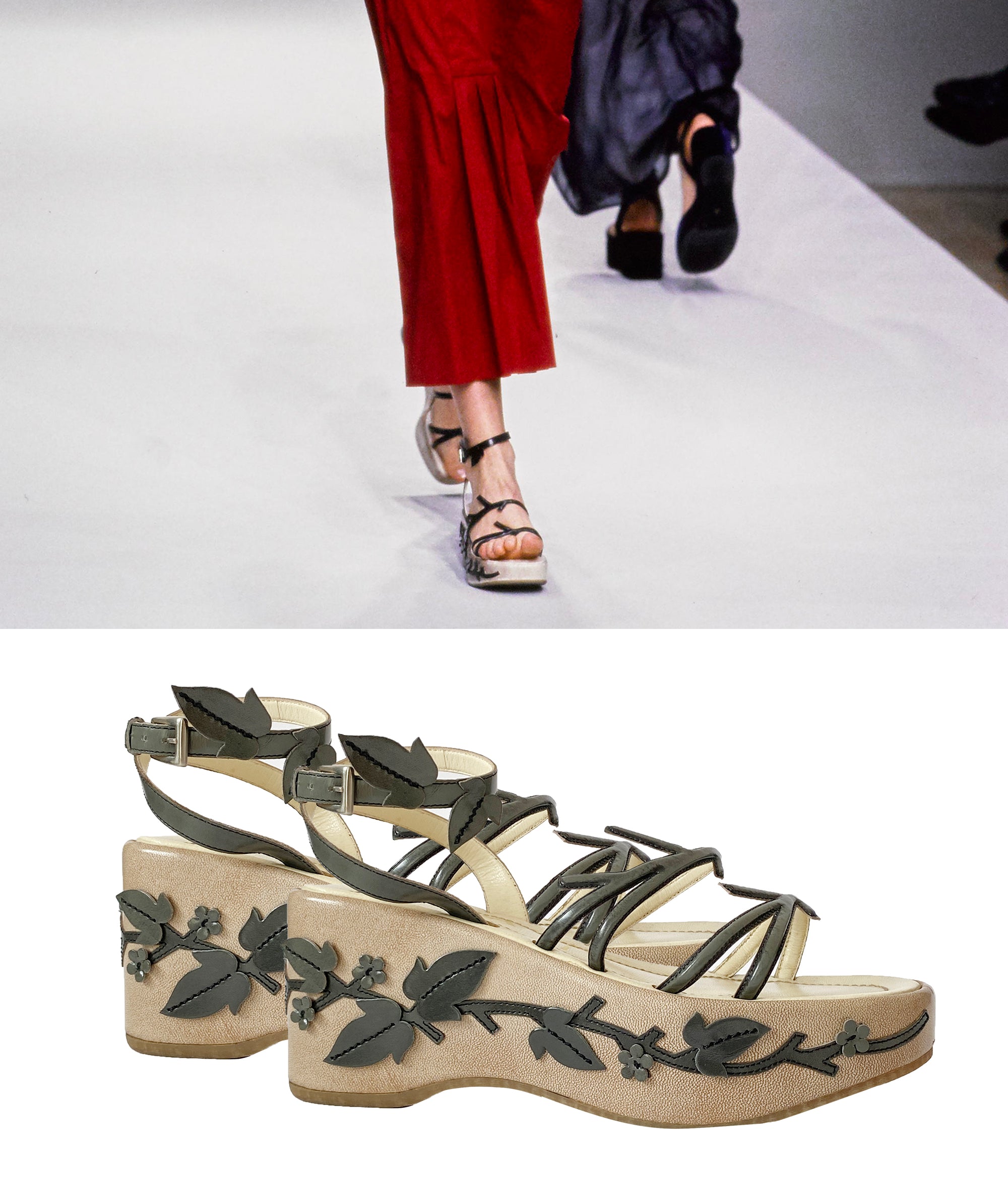 PRADA SS1997 Leaf Platforms 36.5