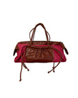 Pink and Brown Leather-Accent Bag