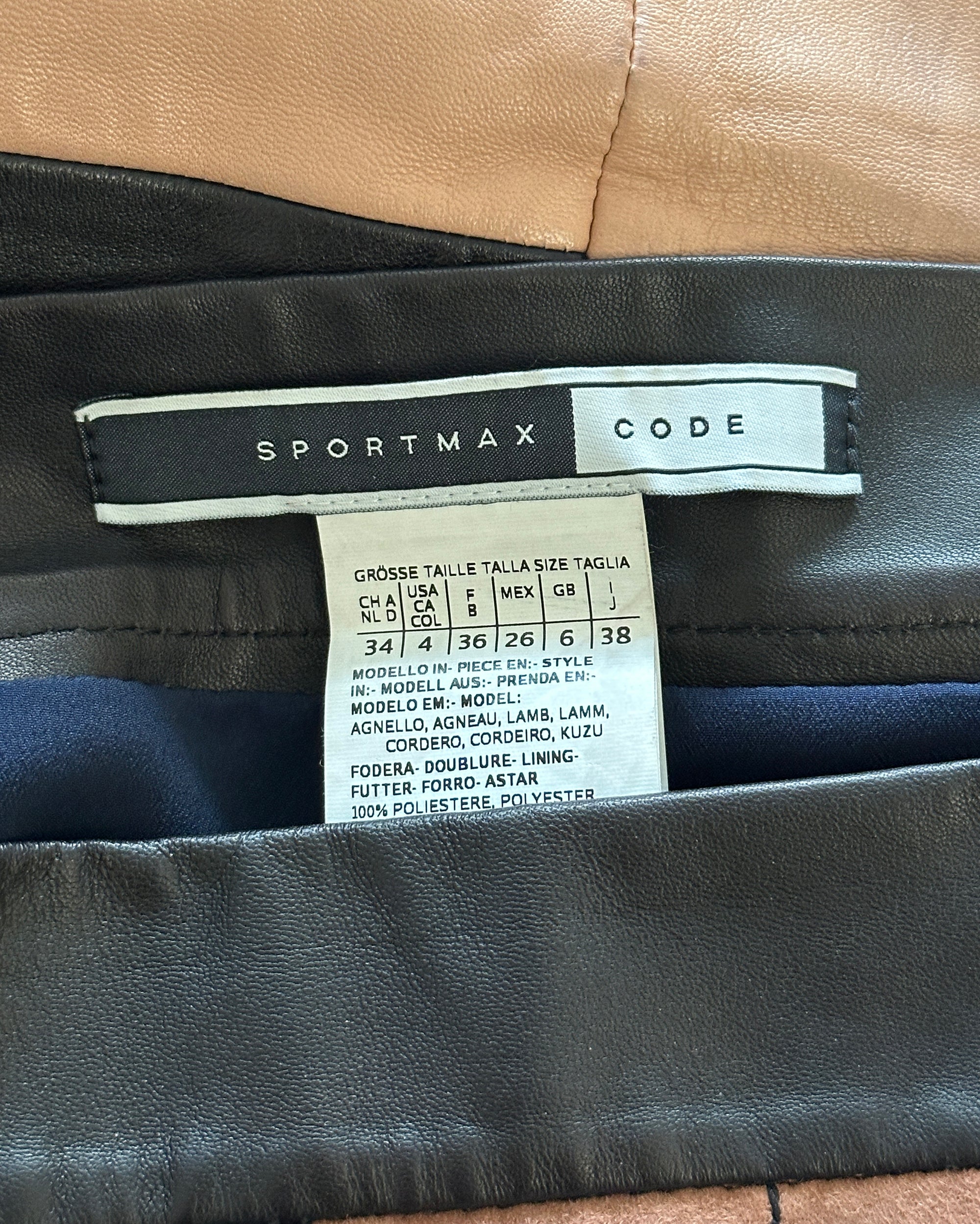 SPORTMAX Tri-Tone Leather Skirt XS/S