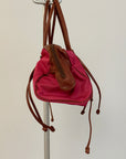 Pink and Brown Leather-Accent Bag