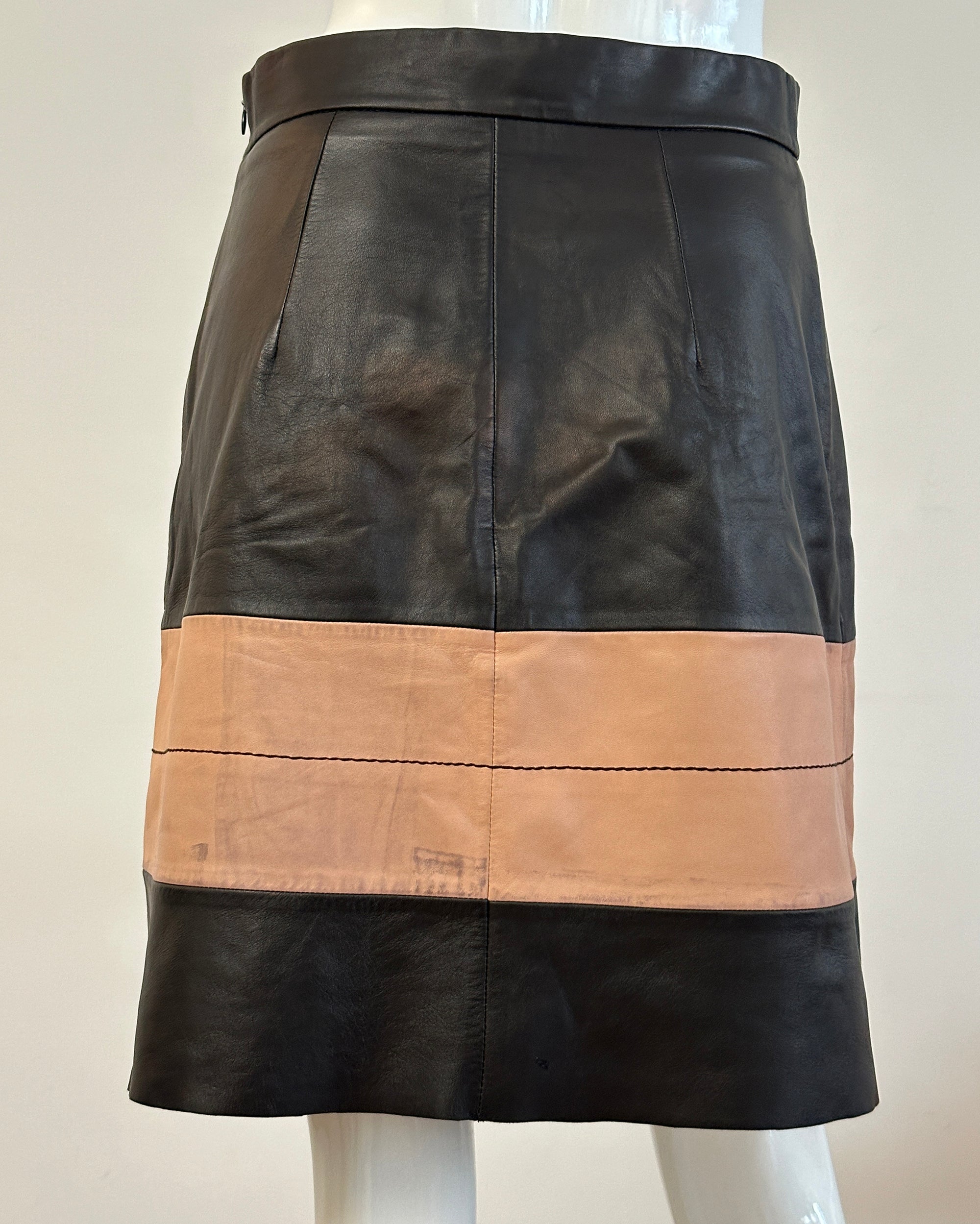 SPORTMAX Tri-Tone Leather Skirt XS/S