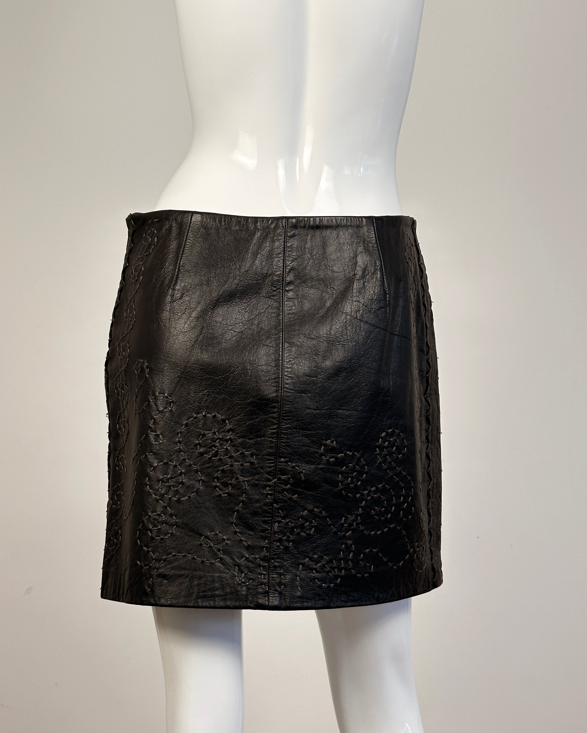 ALBERTA FEREETTI Leather Mini Skirt S