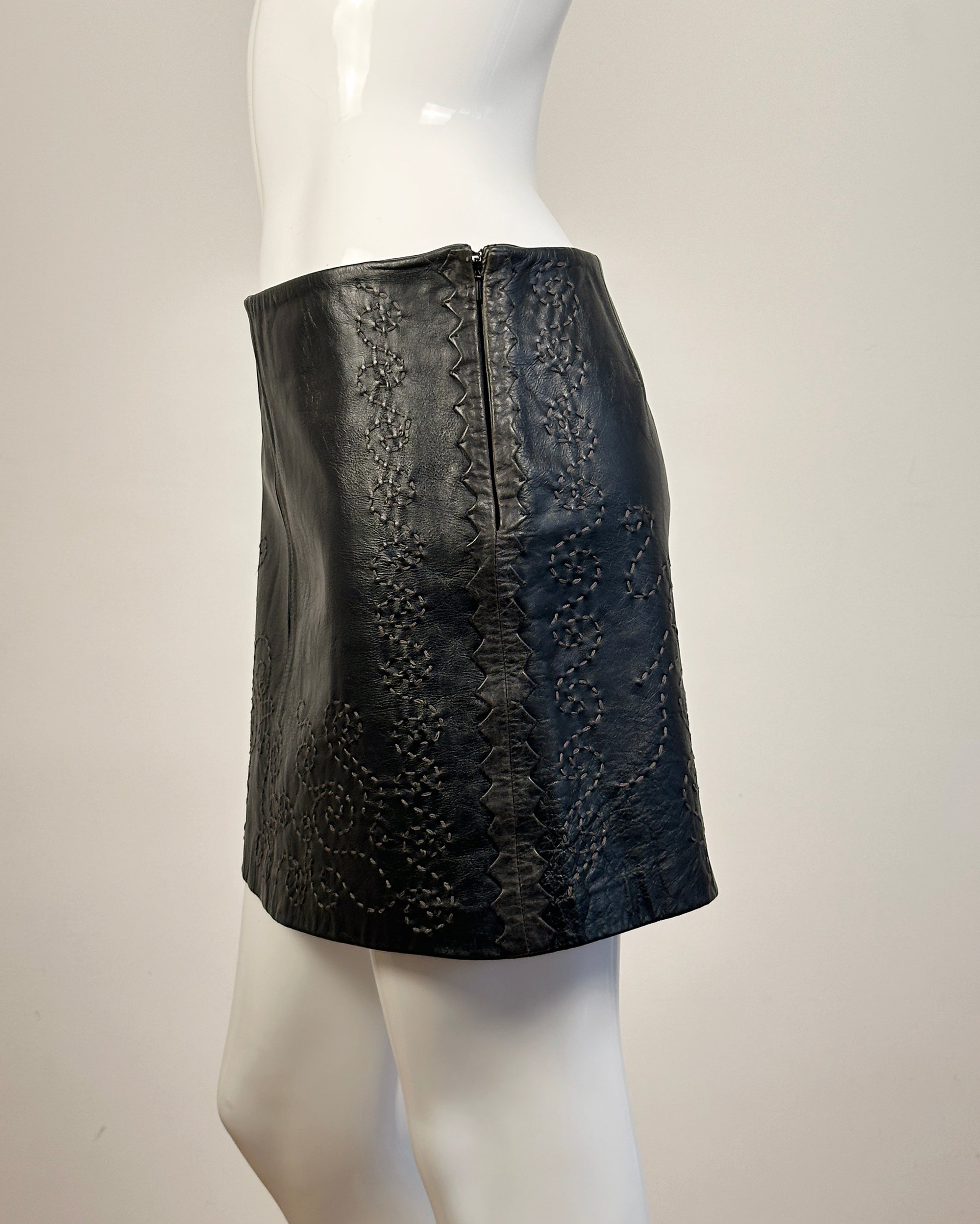 ALBERTA FEREETTI Leather Mini Skirt S