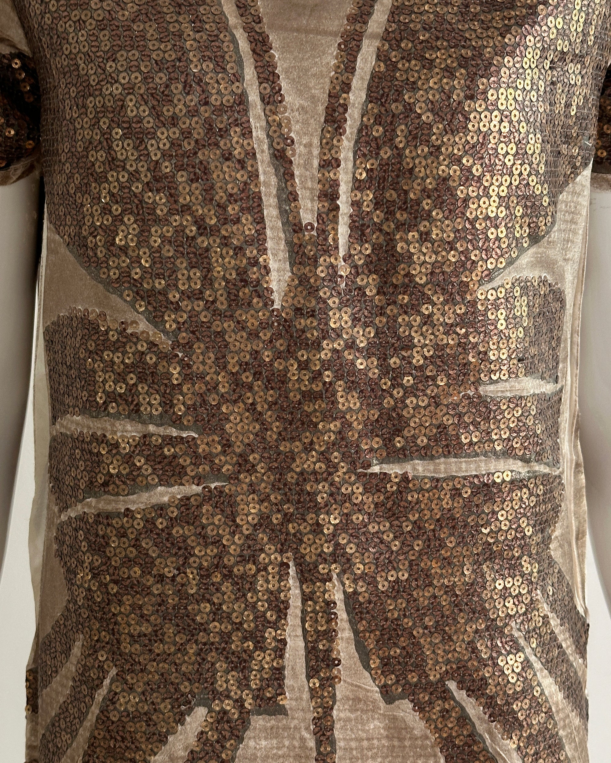 Bronze Butterfly Sequin Mini Dress