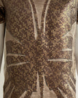 Bronze Butterfly Sequin Mini Dress