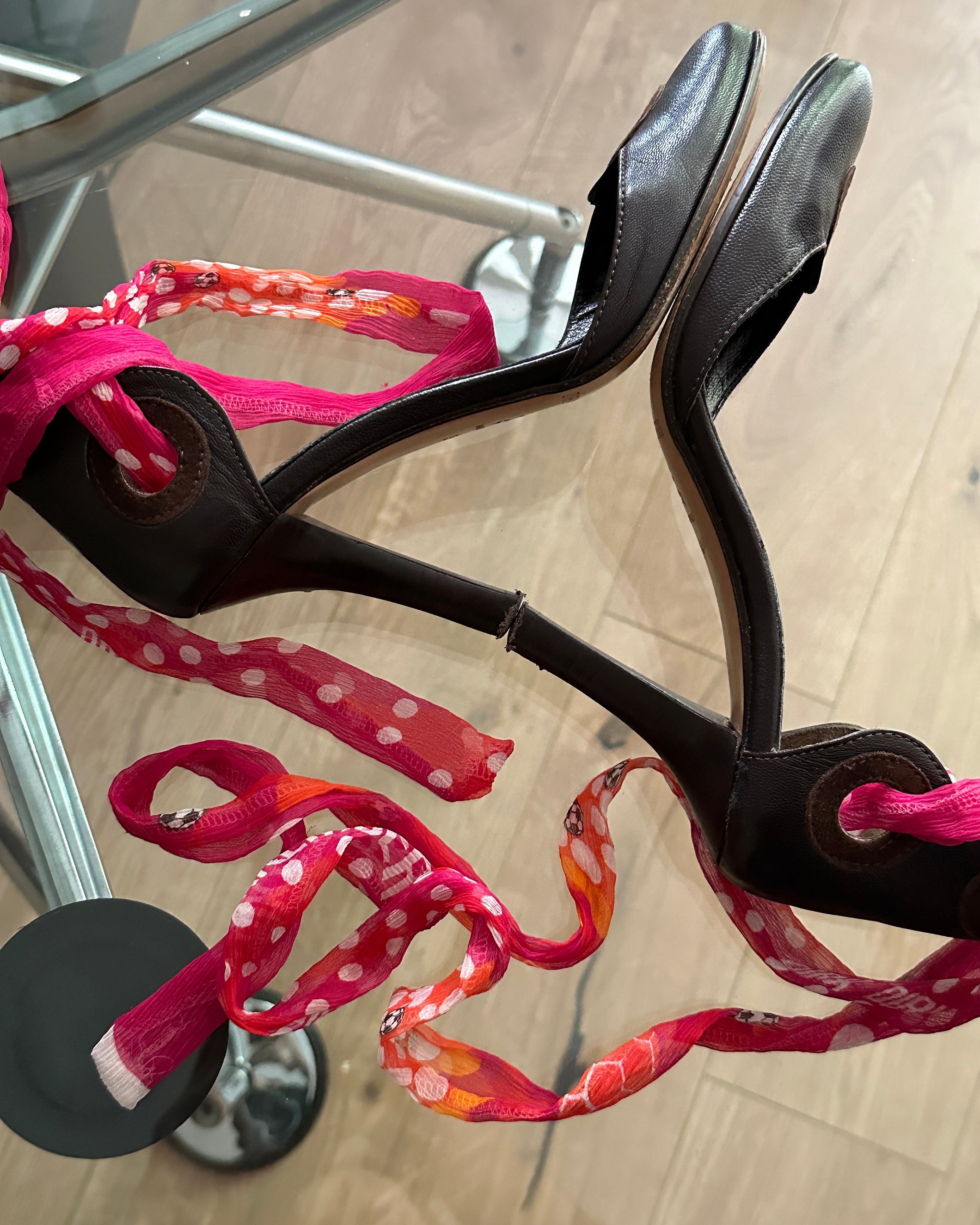 DIRK BIKKEMBERGS Silk Scarf Heels 37.5 – Archive Club