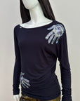 Sequin Hands Top Black S