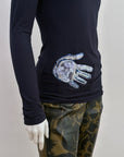 Sequin Hands Top Black S