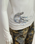 Sequin Hands Top White S