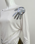 Sequin Hands Top White S