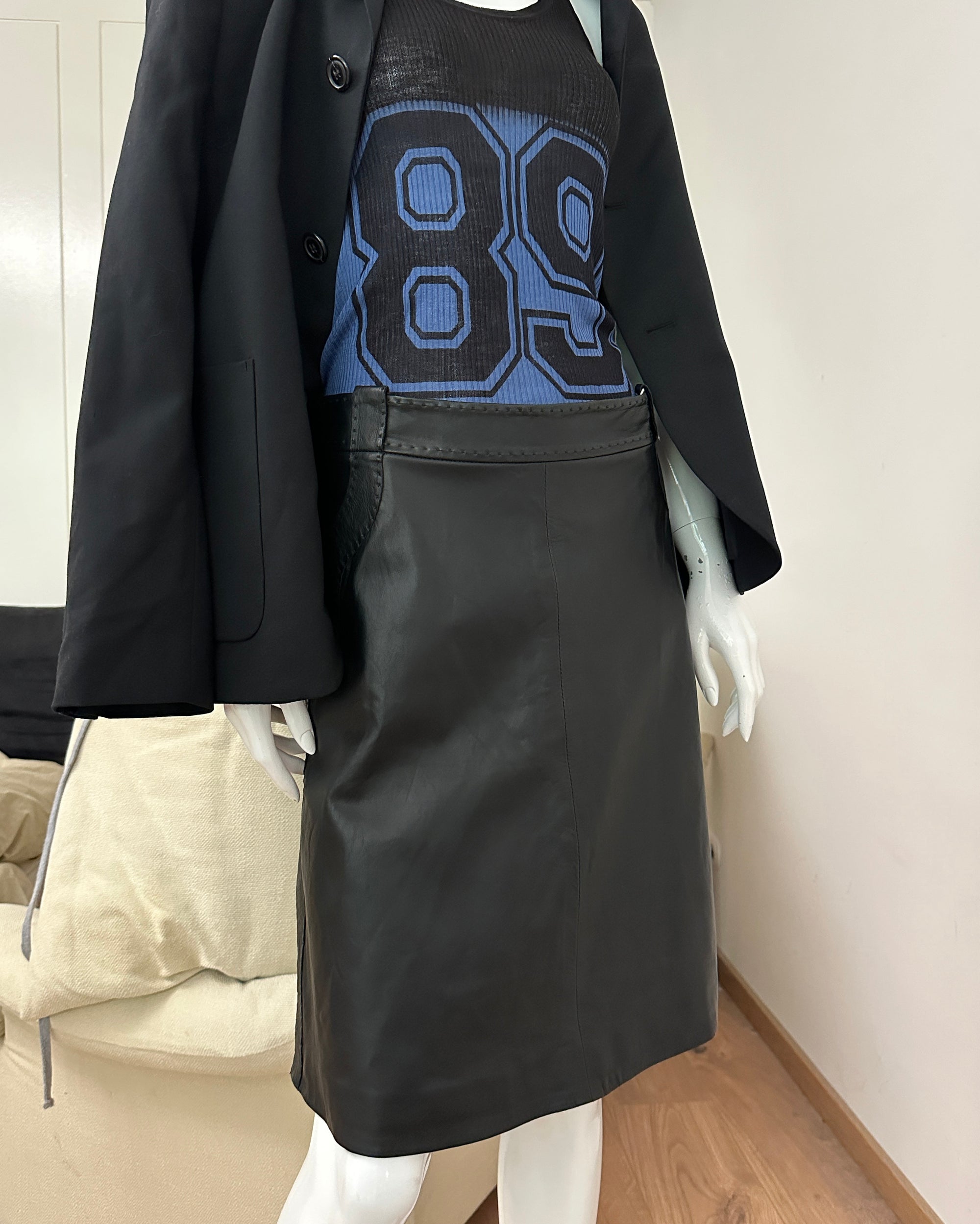 EMPORIO ARMANI Leather Skirt S/M