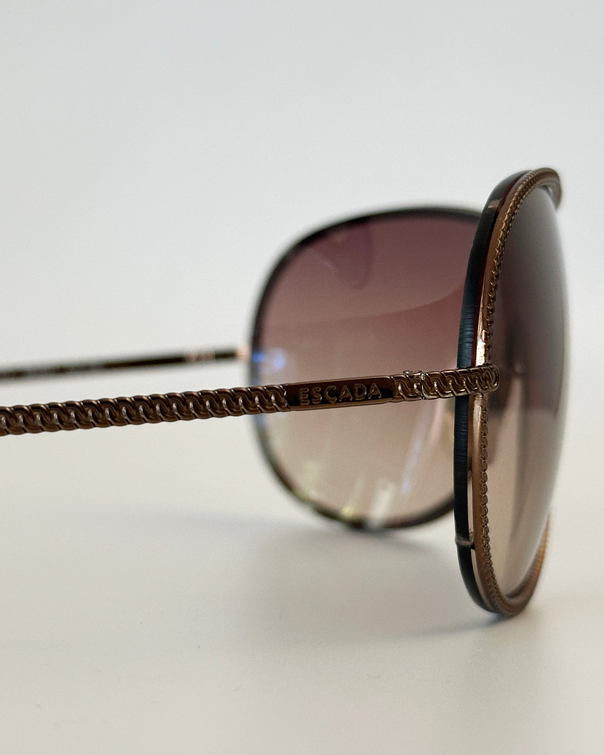 ESCADA Bronze Chain-Trim Shield Sunglasses