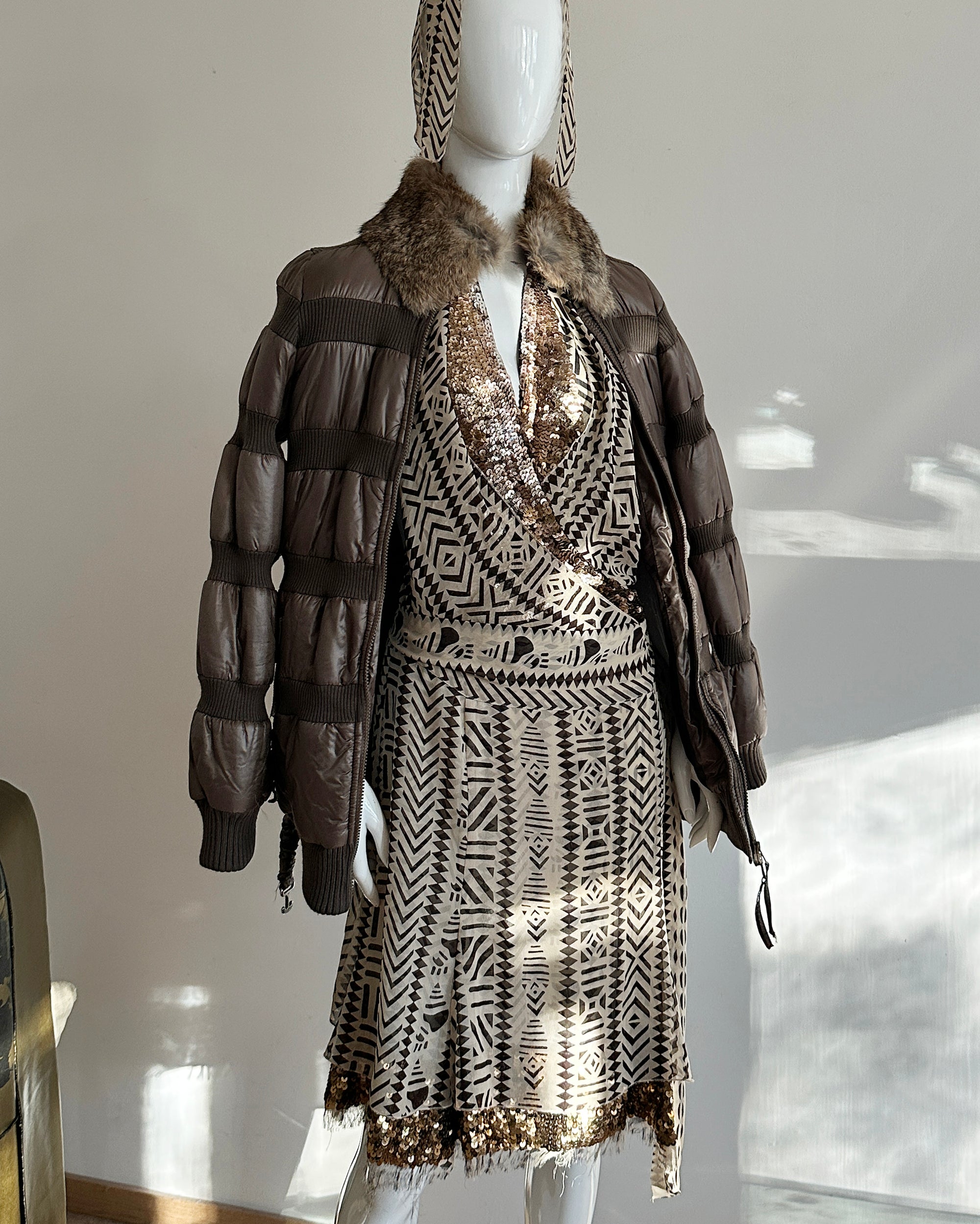 Silk Printed Halter Bodysuit &amp; Skirt Set M/L