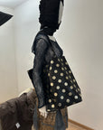 Polka Dot Suede Tote Bag