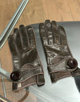 French Patent Leather Buttoned Gloves XS