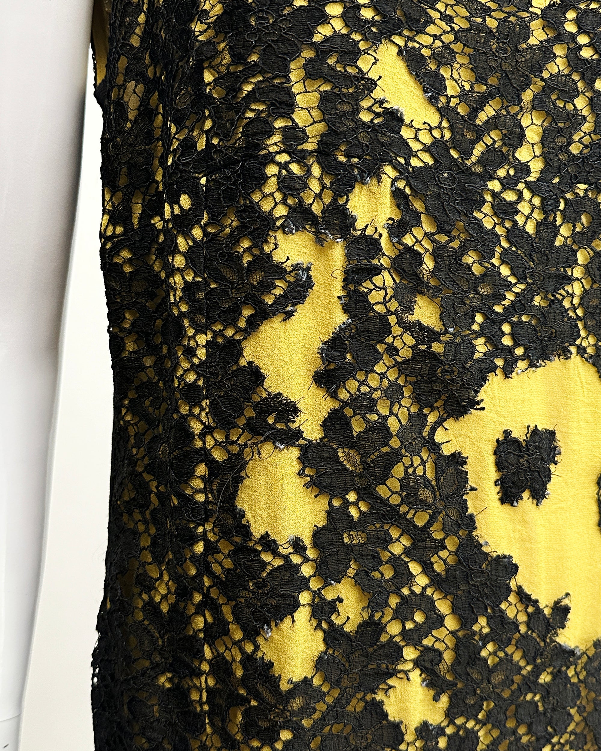 ANNA HEYLEN Black Deconstructed Lace Dress M