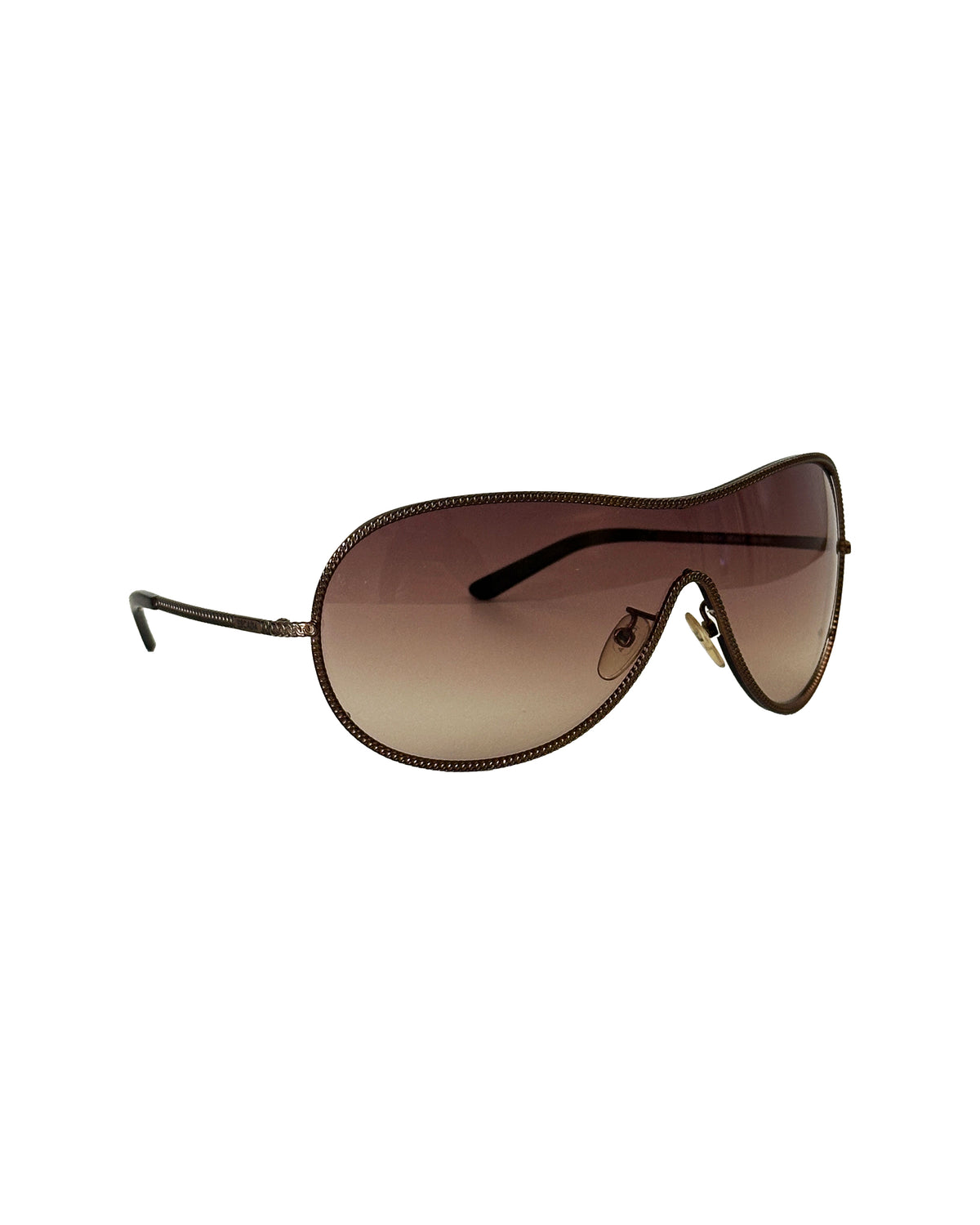 ESCADA Bronze Chain-Trim Shield Sunglasses