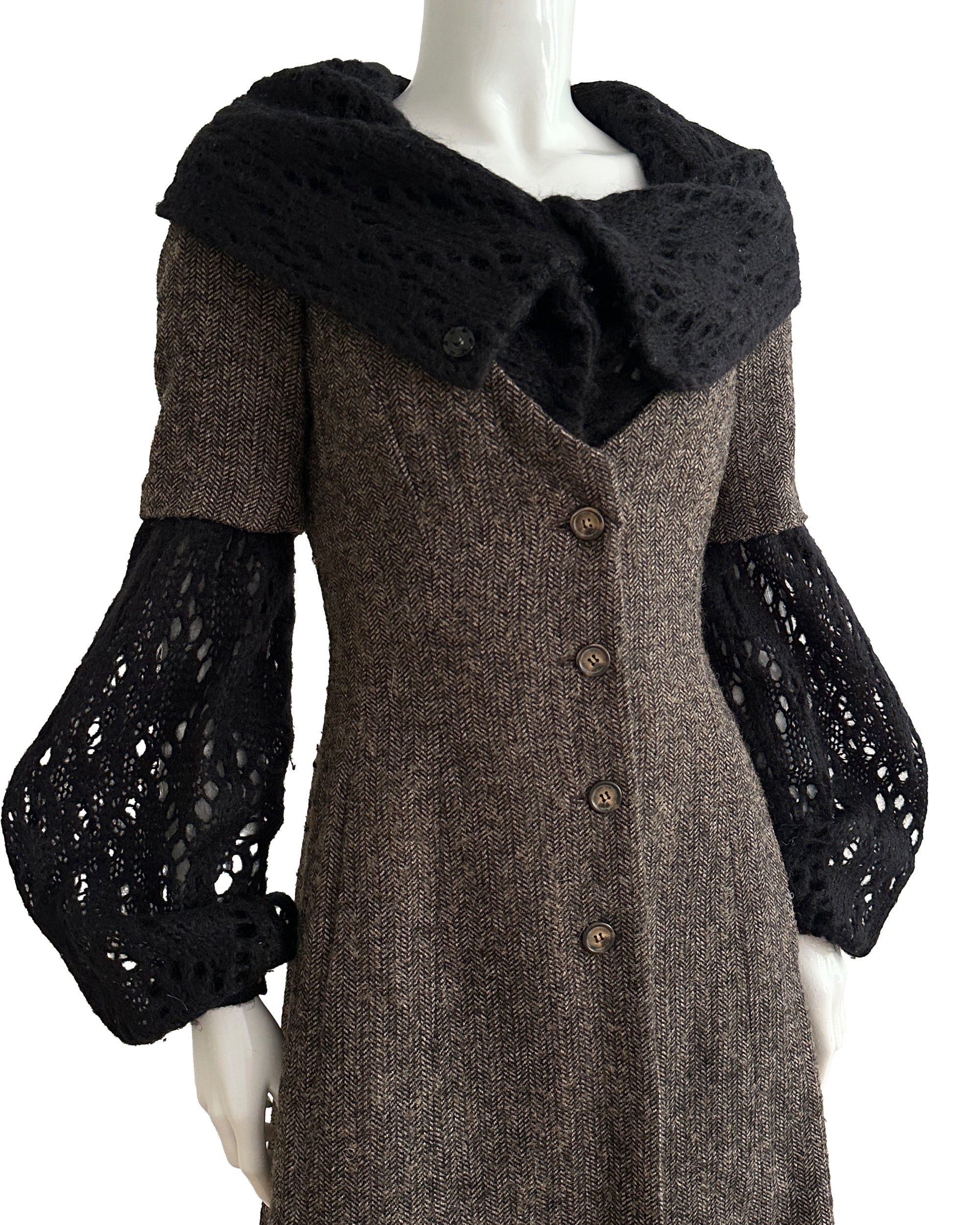 Wool &amp; Mohair Sculptural Coat S
