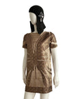 Bronze Butterfly Sequin Mini Dress