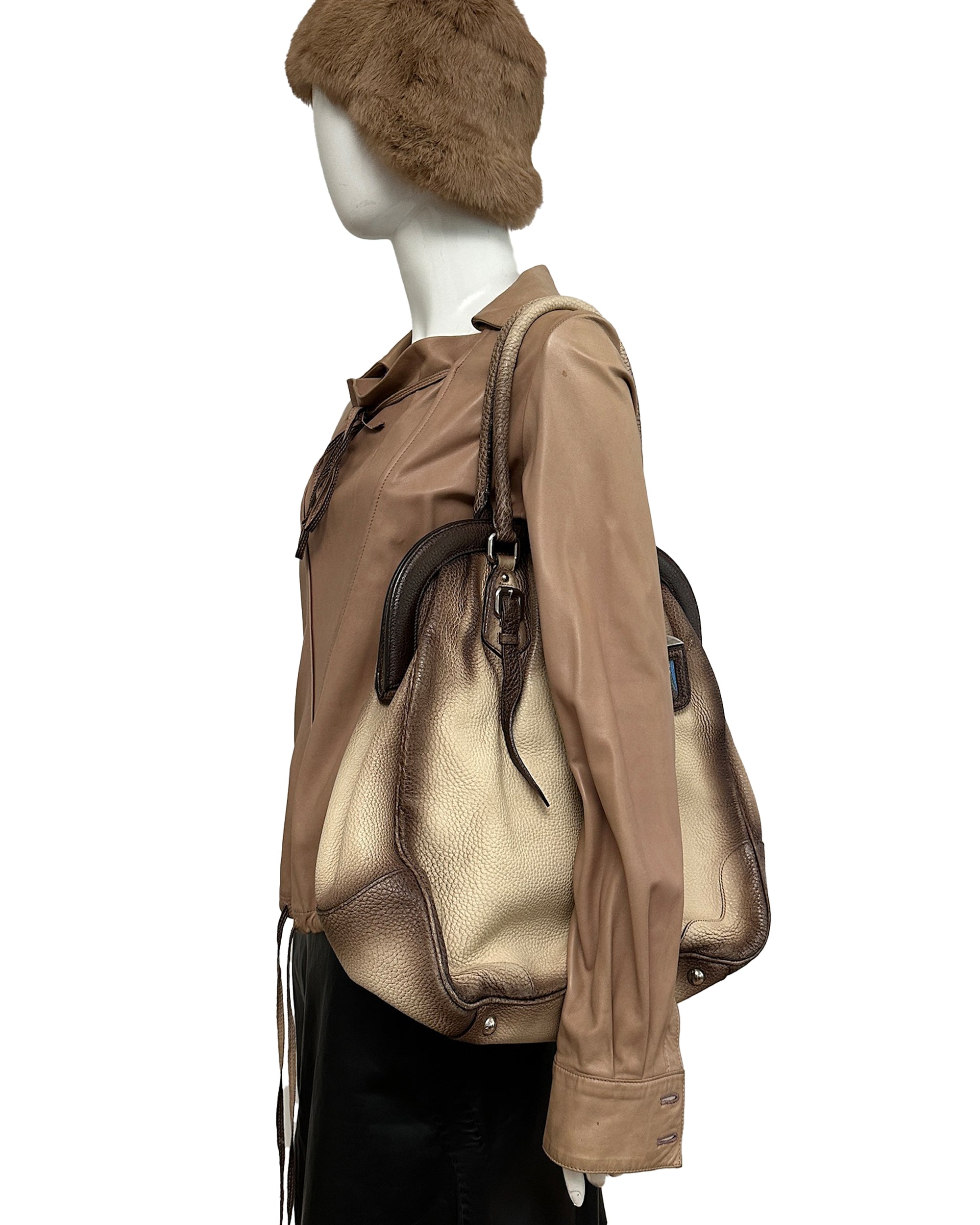 PRADA FW2006 Vitello Daino Antik Leather Tote Bag