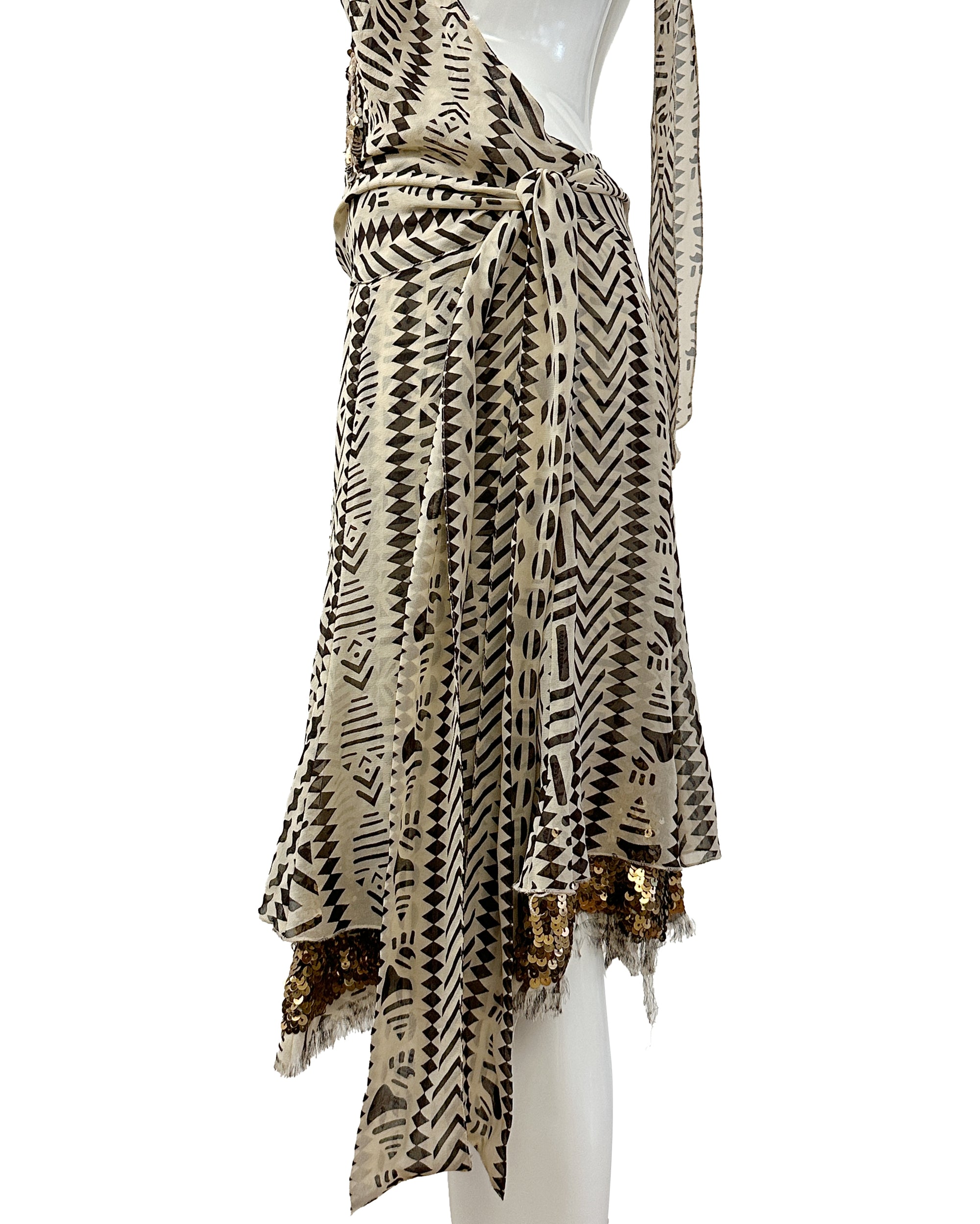 Silk Printed Halter Bodysuit &amp; Skirt Set M/L