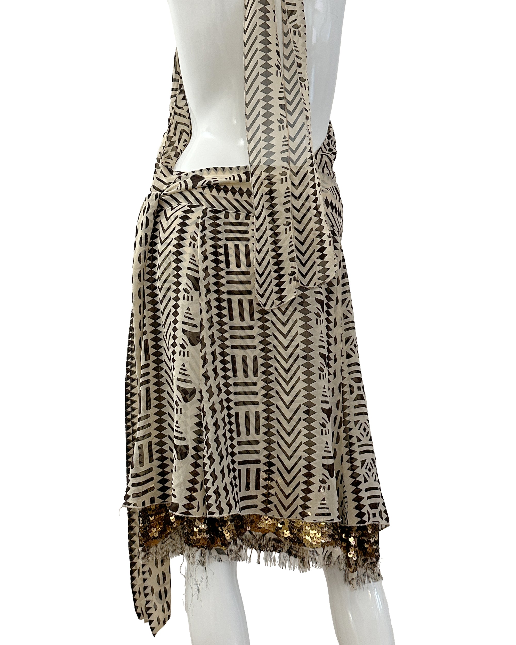 Silk Printed Halter Bodysuit &amp; Skirt Set M/L