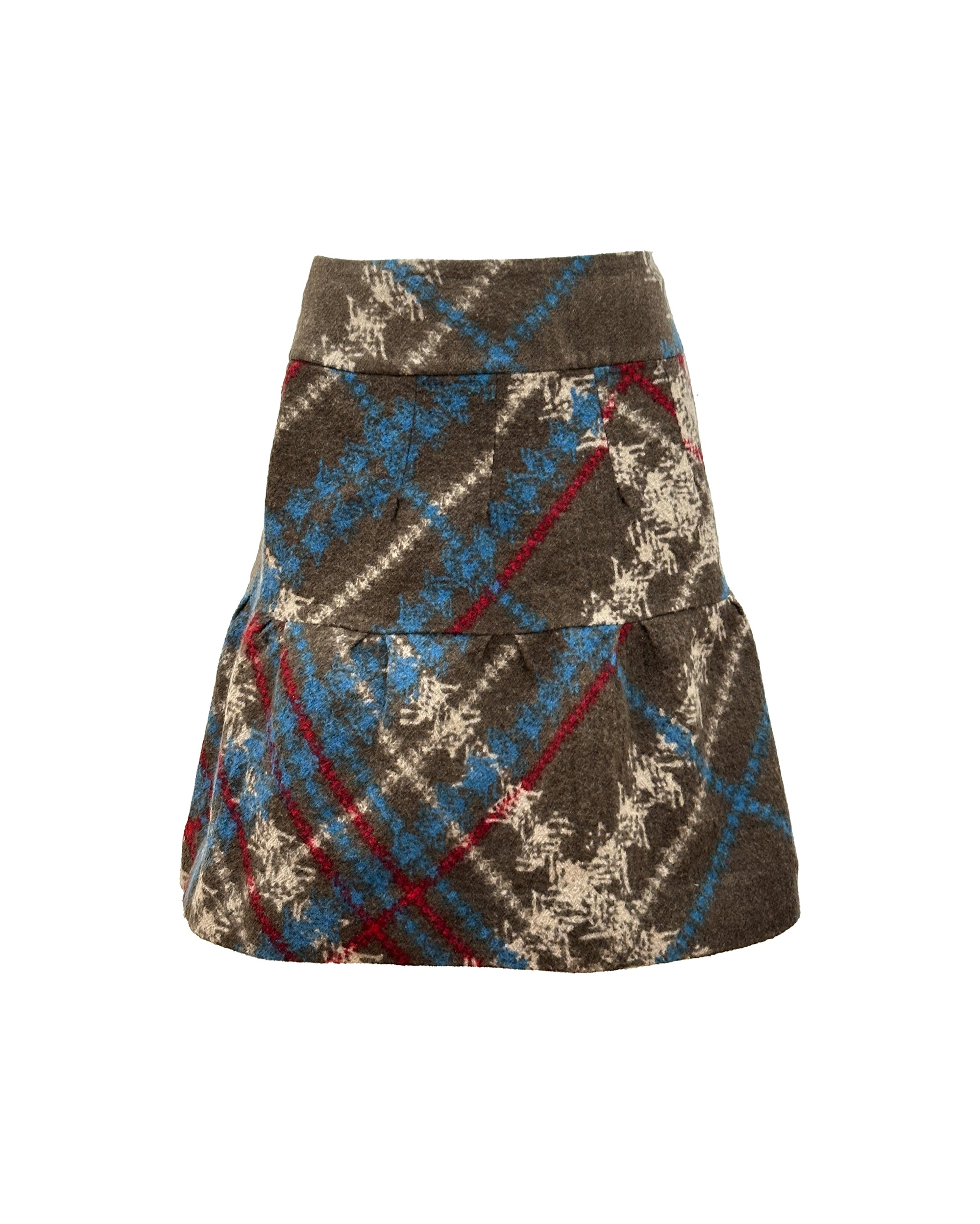 YUKI TORII INTERNATIONAL Plaid Wool Skirt S/M