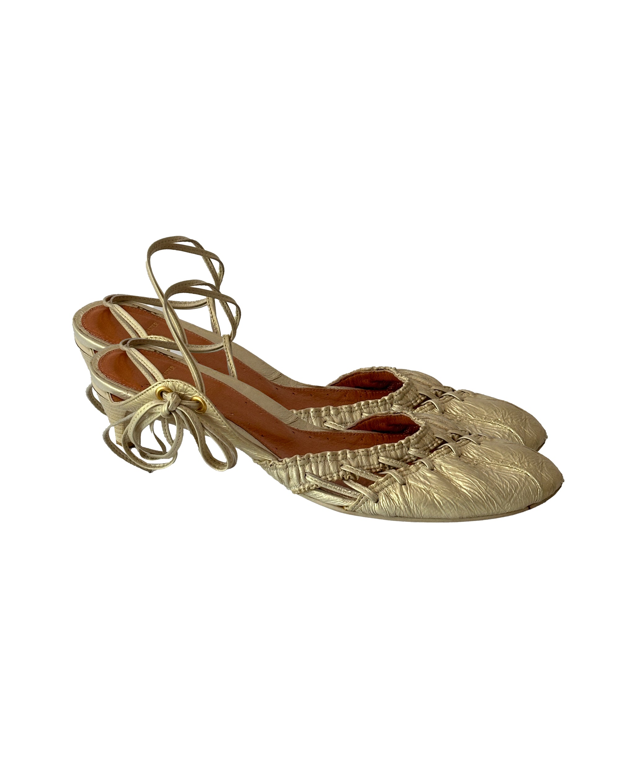 AU BANNISTER Gold Leather Sandals 37